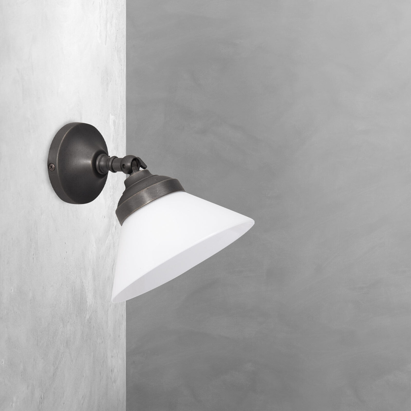 Spot Lampe Wand verstellbar Messing Glas in Bronze Weiß