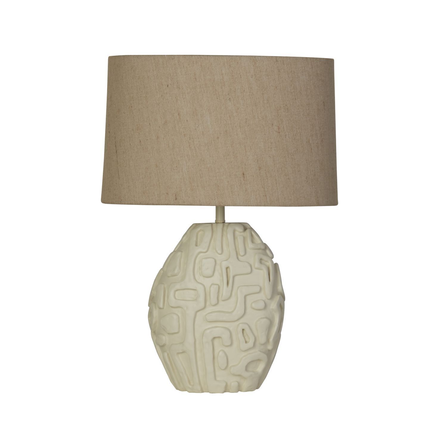 Blendarme Tischlampe E27 59,5 cm Creme Weiß Harz Stoff
