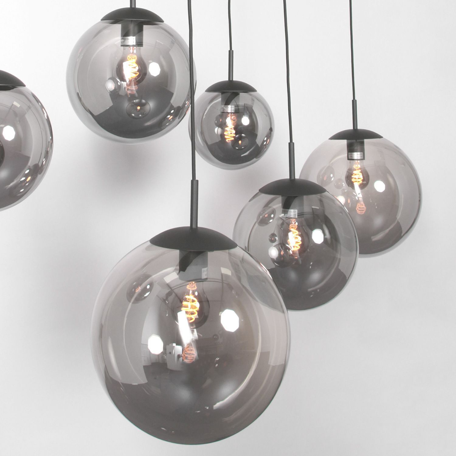 Lange Hängelampe Glas in Rauchgrau 120 cm E27 Modern