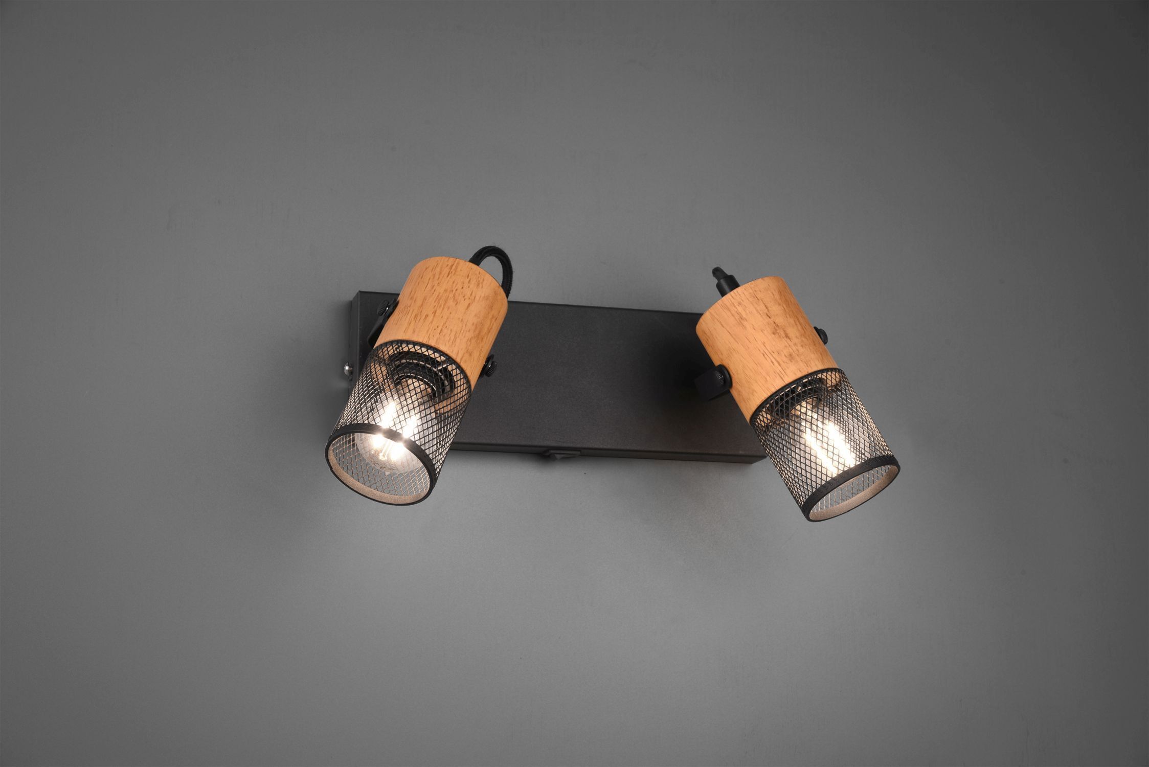 Flexibler Wandstrahler Metall Holz B:26 cm E14 Schalter Beleuchtung, Lampe