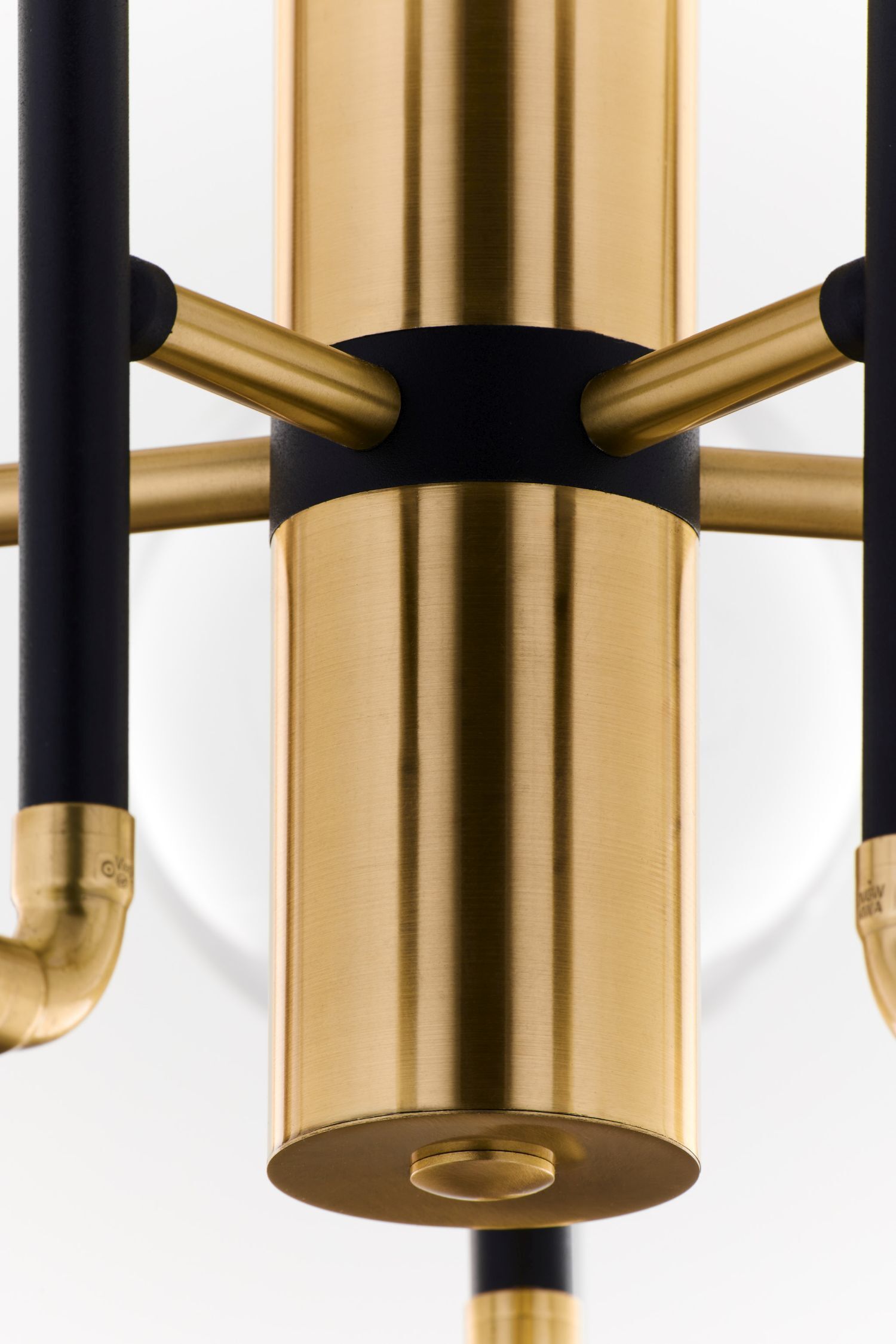 XXL Deckenleuchte Metall Glas Schwarz Gold 83 cm 4-flmg
