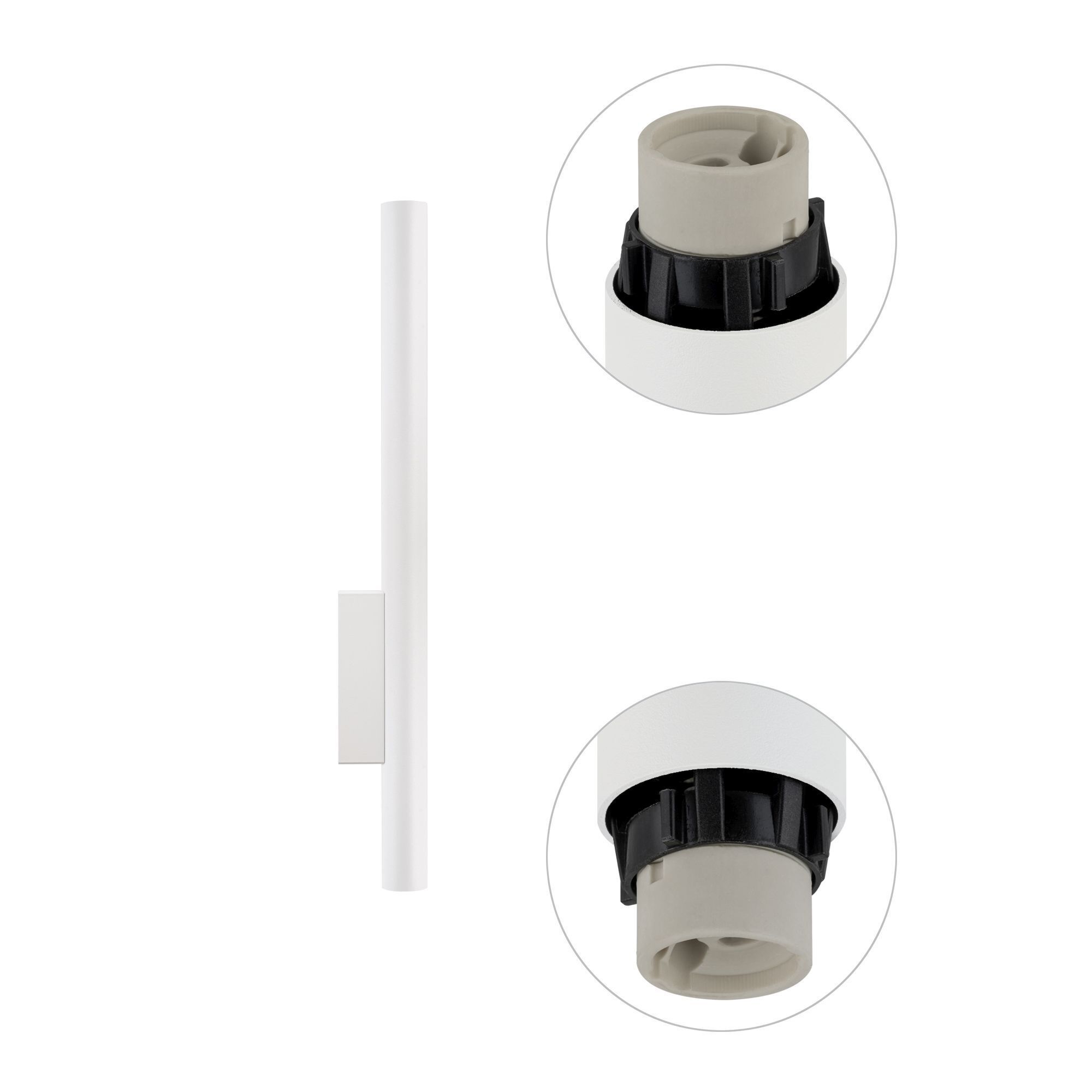 Wandlampe 2-flammig GU10 R35 60 cm hoch Up Down Weiß Metall Modern Lampe, Wandlampenhalter, Schraubverschluss, Rundverschluss, Kunststoffteil