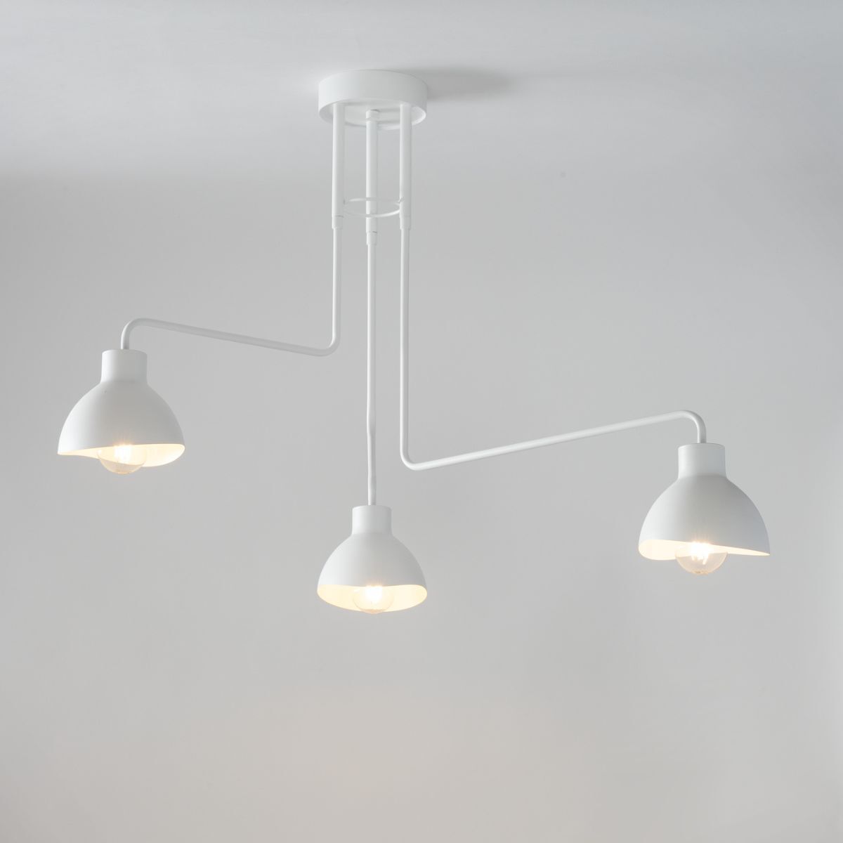 Große Deckenleuchte Weiß Metall 3-flammig E27 L:93 cm