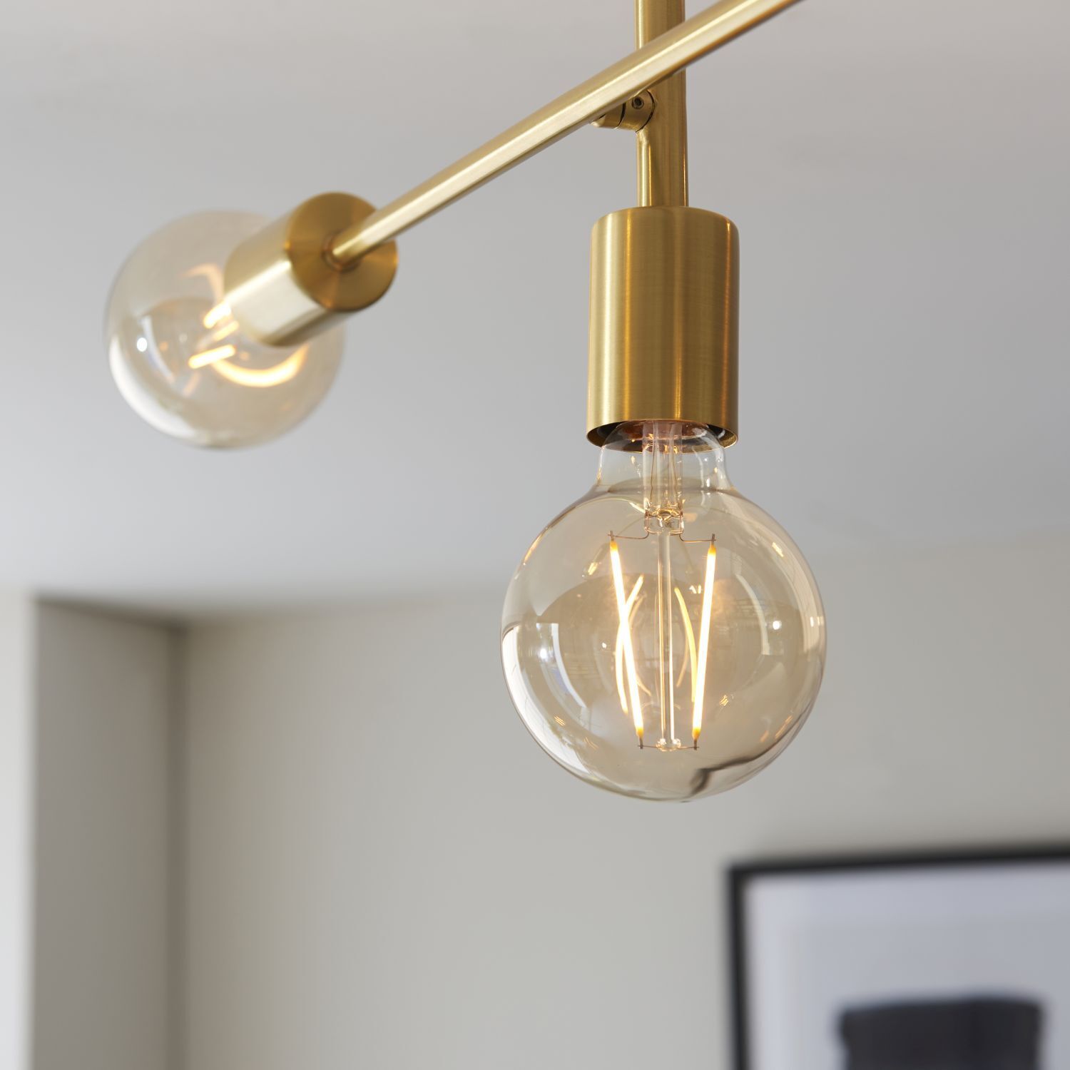 Deckenlampe Metall B: 53 cm in Messing Retro für 5x E27
