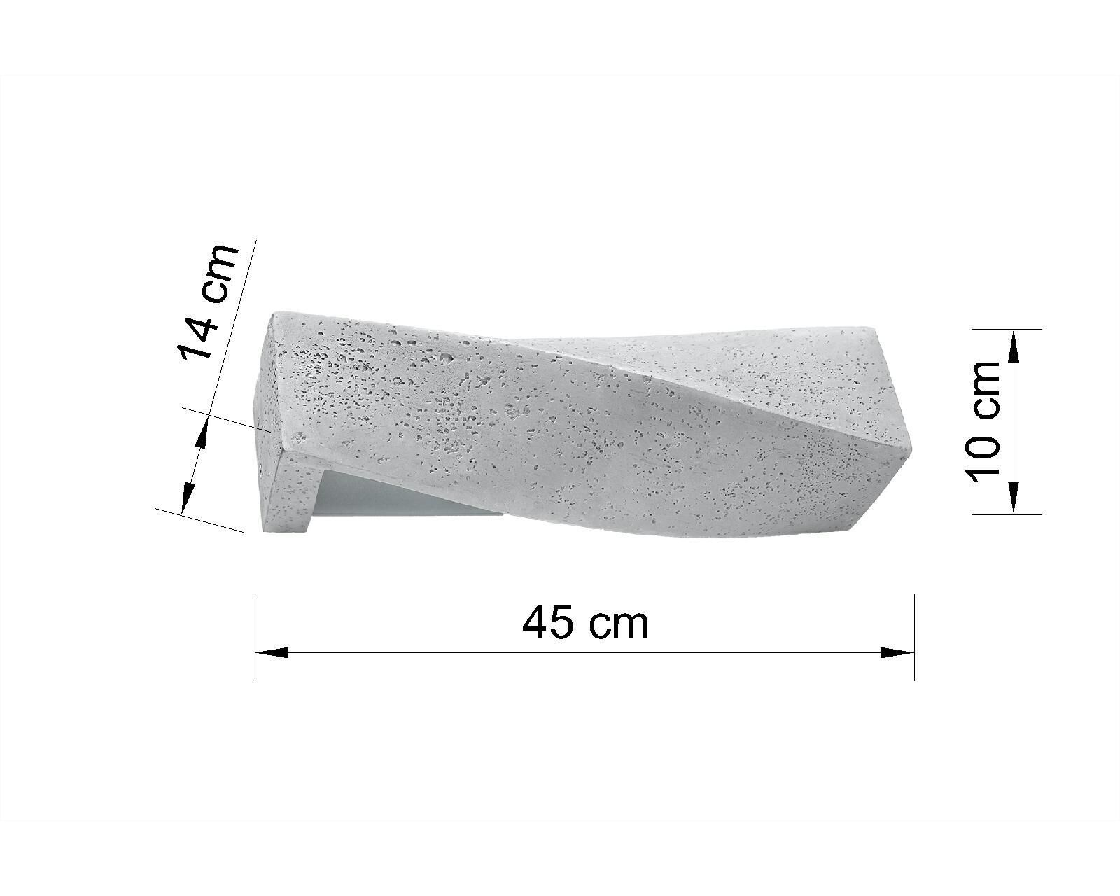 Beton Wandlampe SHANEY länglich B:45cm 2x E27 Modern Keil