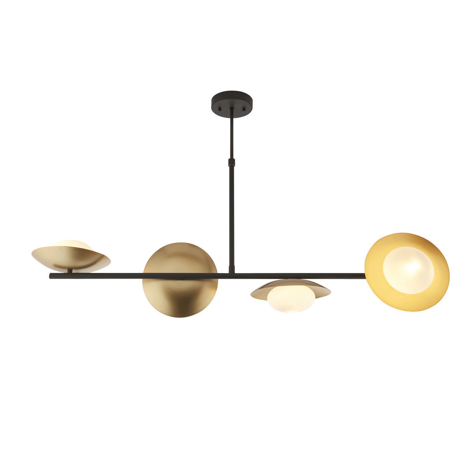 Deckenleuchte B: 105 cm Metall Glas in Bronze Weiß Gold G9