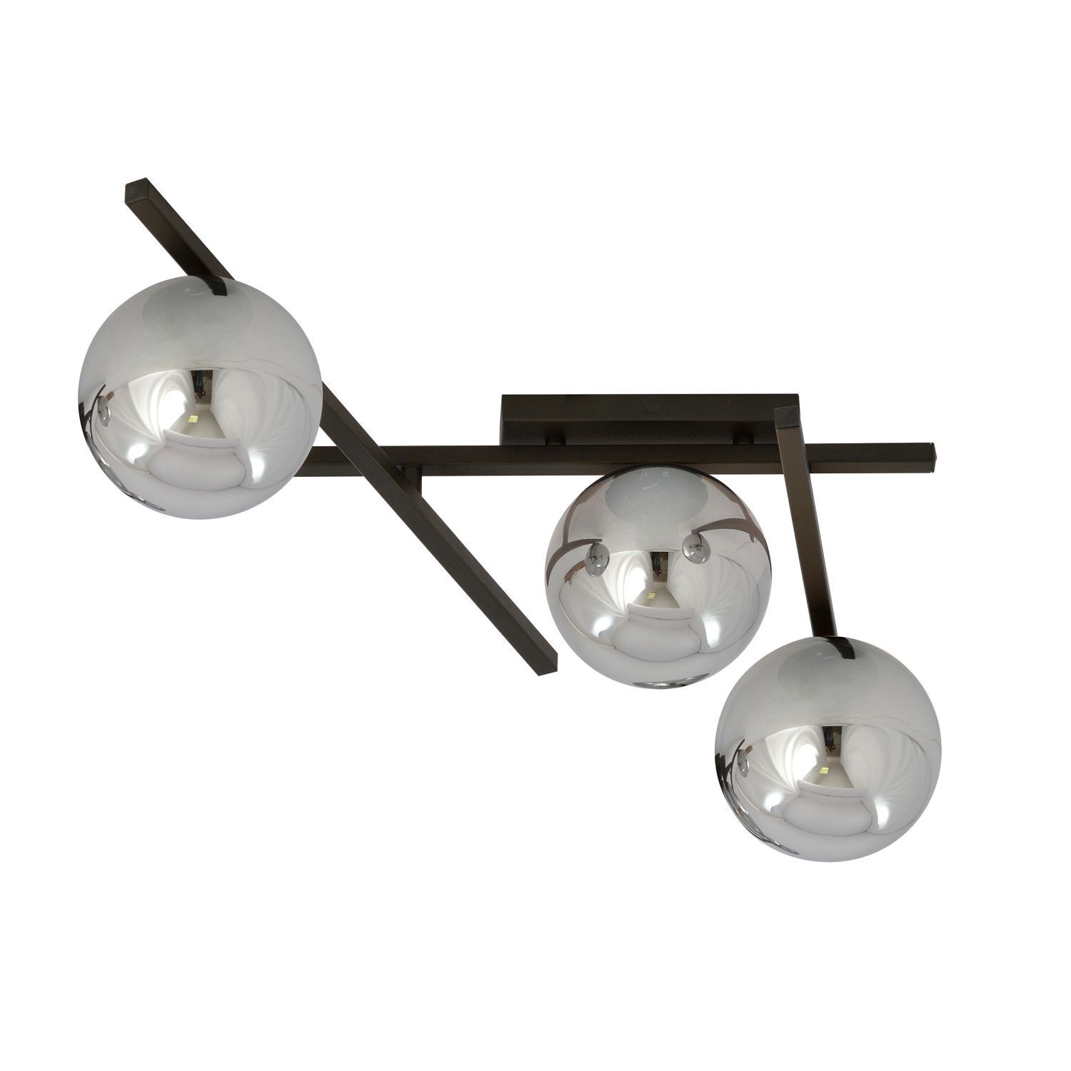 Deckenleuchte 3-flammig B: 50 cm Rauchglas Metall E14