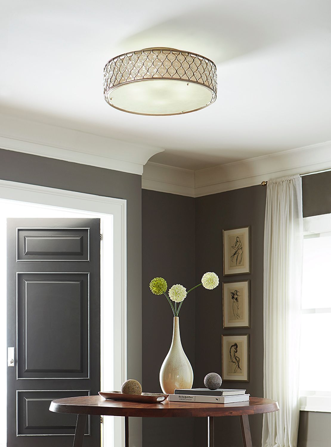 Deckenleuchte rund 76 cm in Silber Metall Kristall