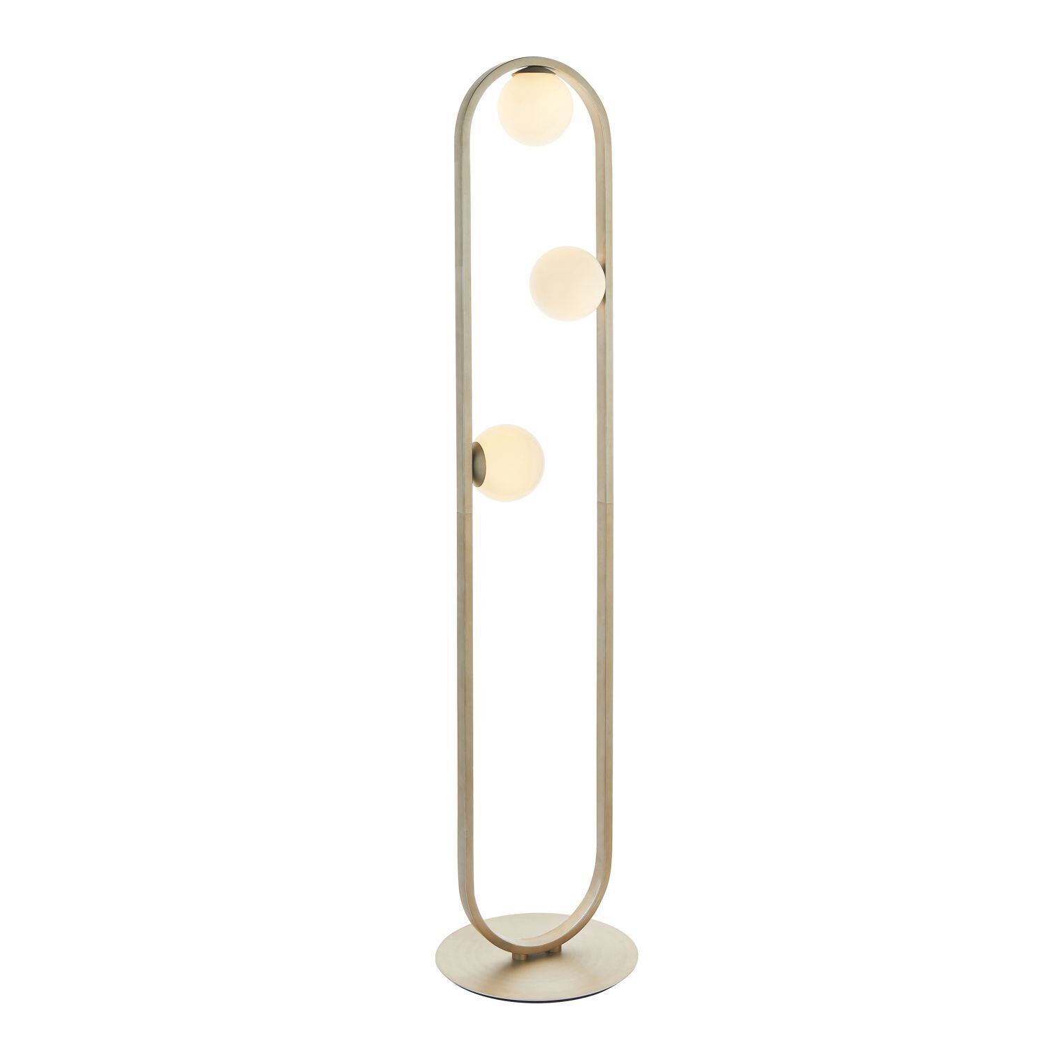 Stehlampe klein 141,5 cm hoch in Silber Weiß 3-flammig G9