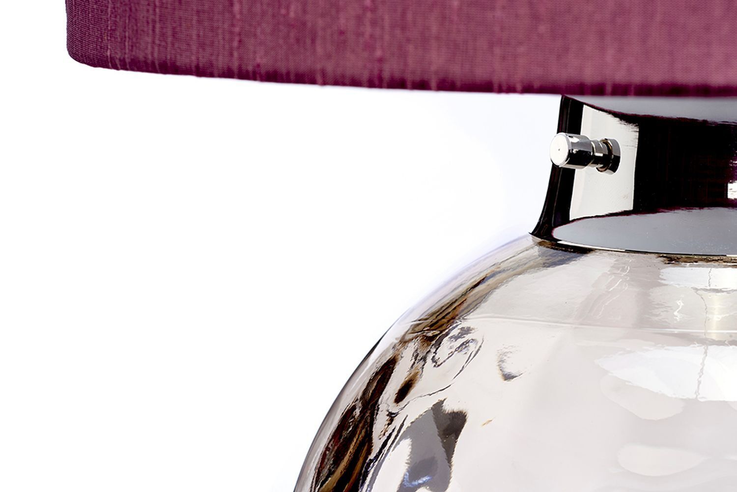 Tischlampe Rot Grau E27 55,5 cm Glas Stoff Klassisch