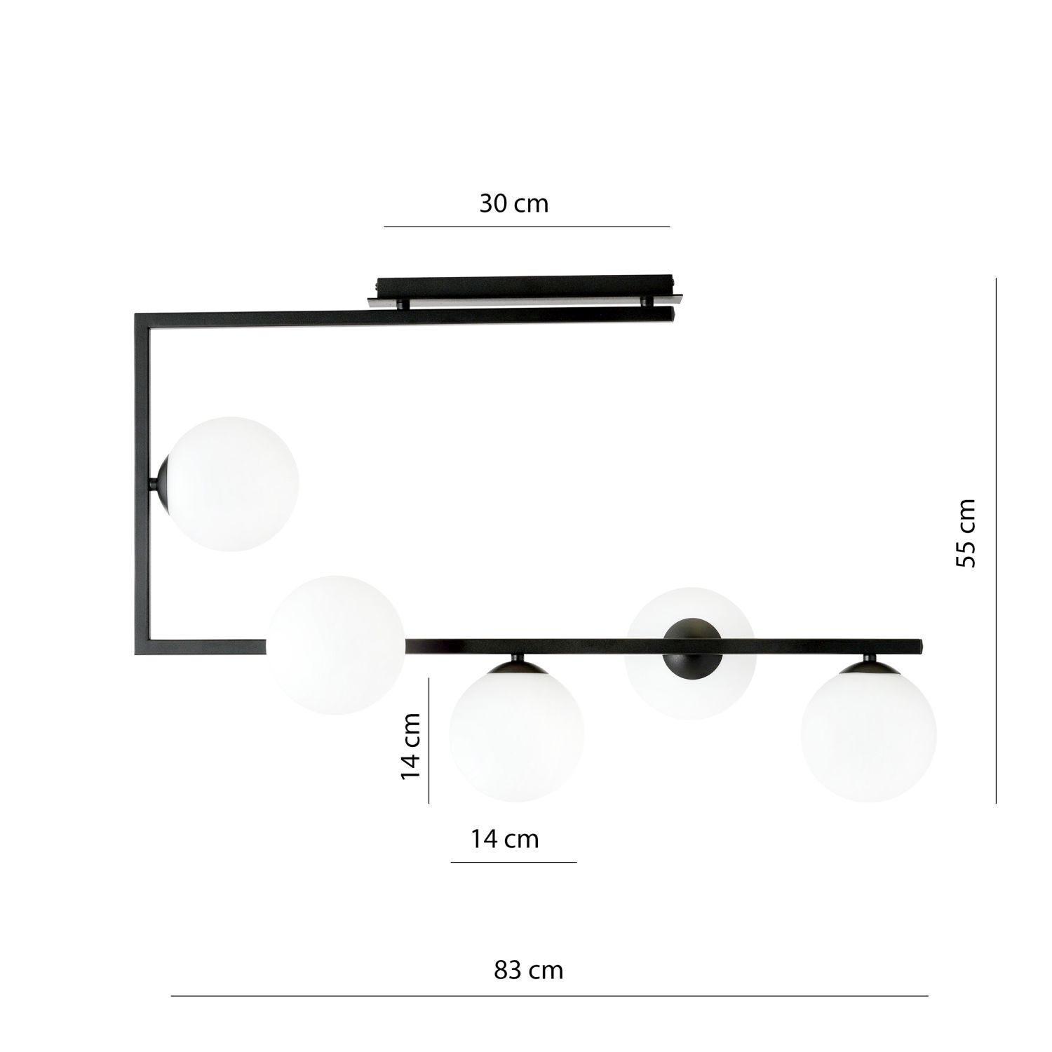 Deckenleuchte groß L: 83 cm H: 55 cm Metall Glas Schwarz Weiß Deckenleuchte groß L: 83 cm H: 55 cm Metall Glas Schwarz Weiß