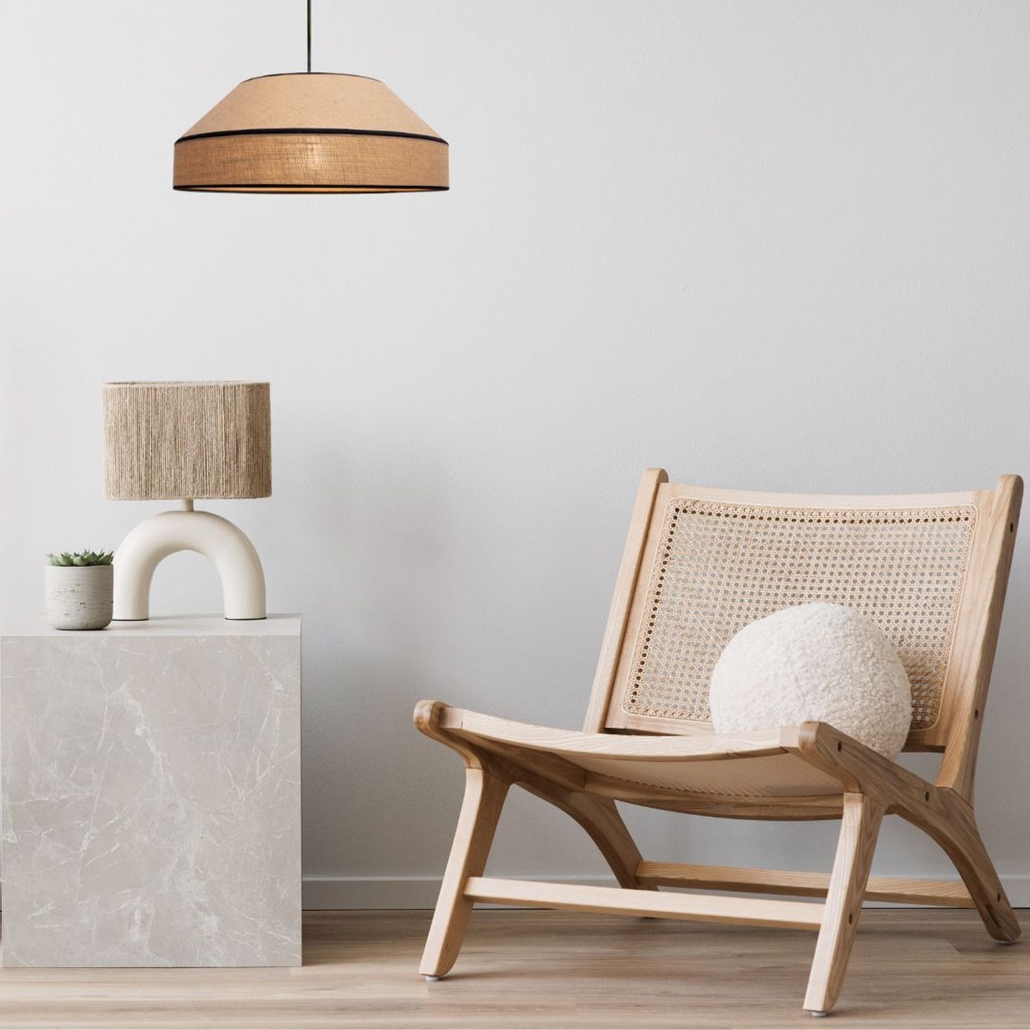 Blendarme Pendelleuchte Jute Natur E27 Ø45 cm wohnlich