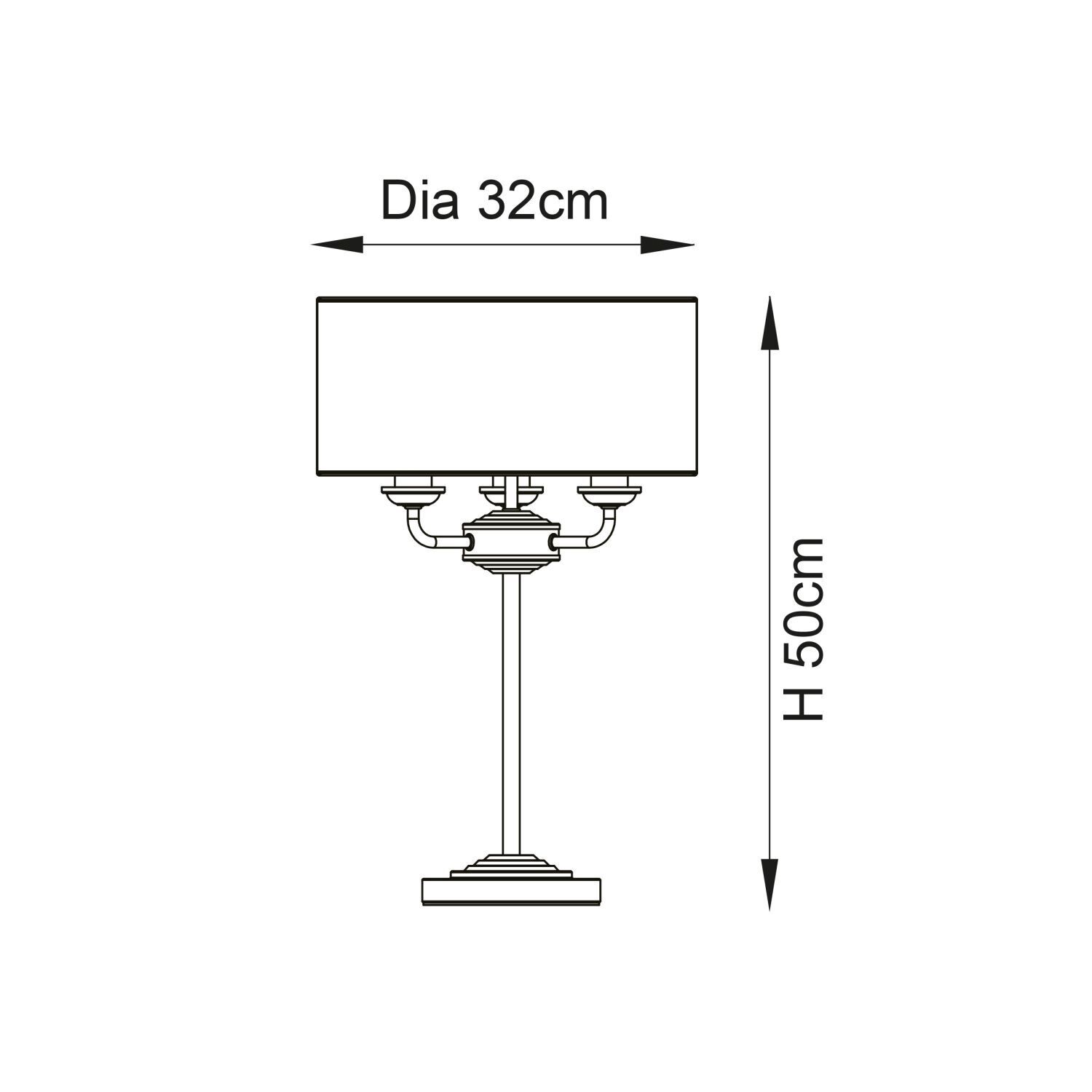 Tischleuchte Metall Stoff 50 cm hoch Nickel Anthrazit 3x E14