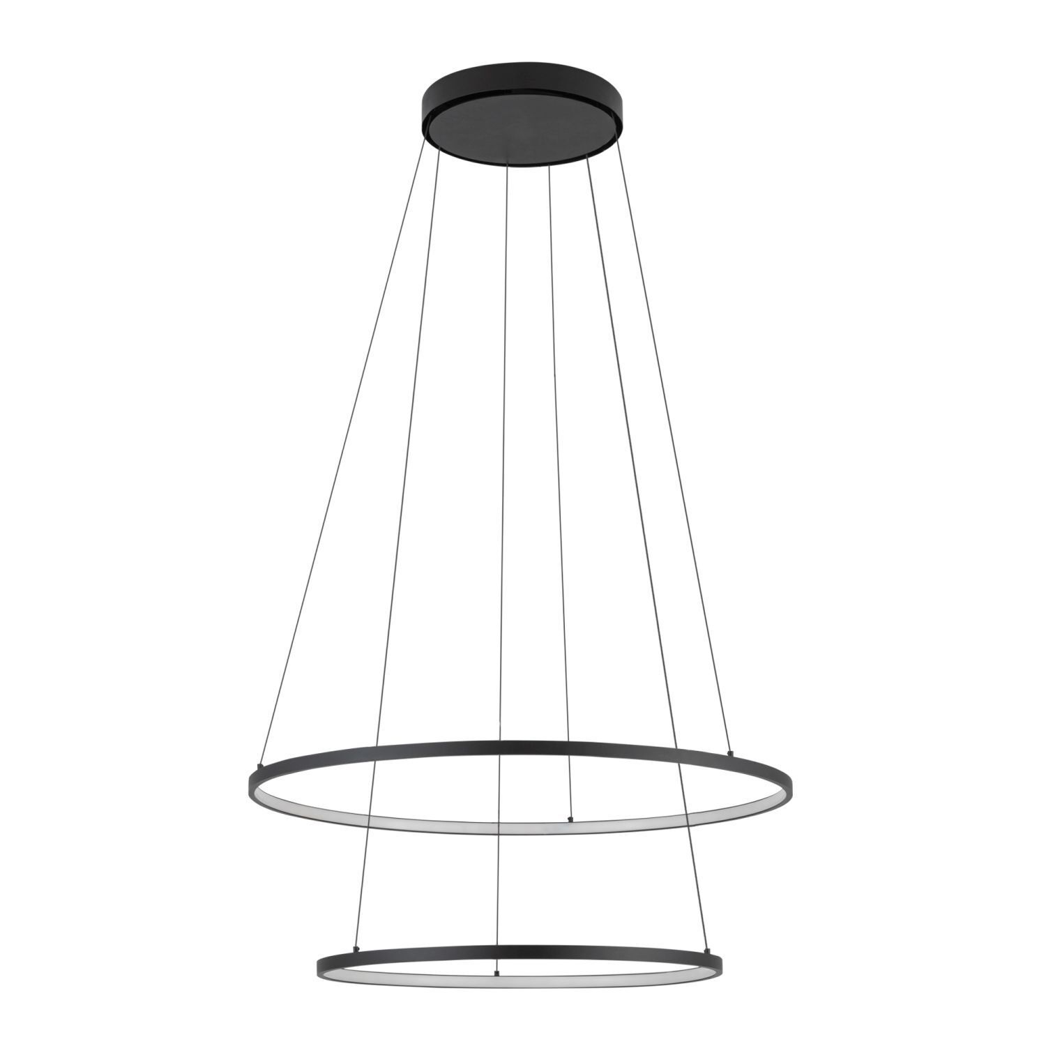 LED Pendelleuchte Schwarz 2 Ringe Metall verstellbar