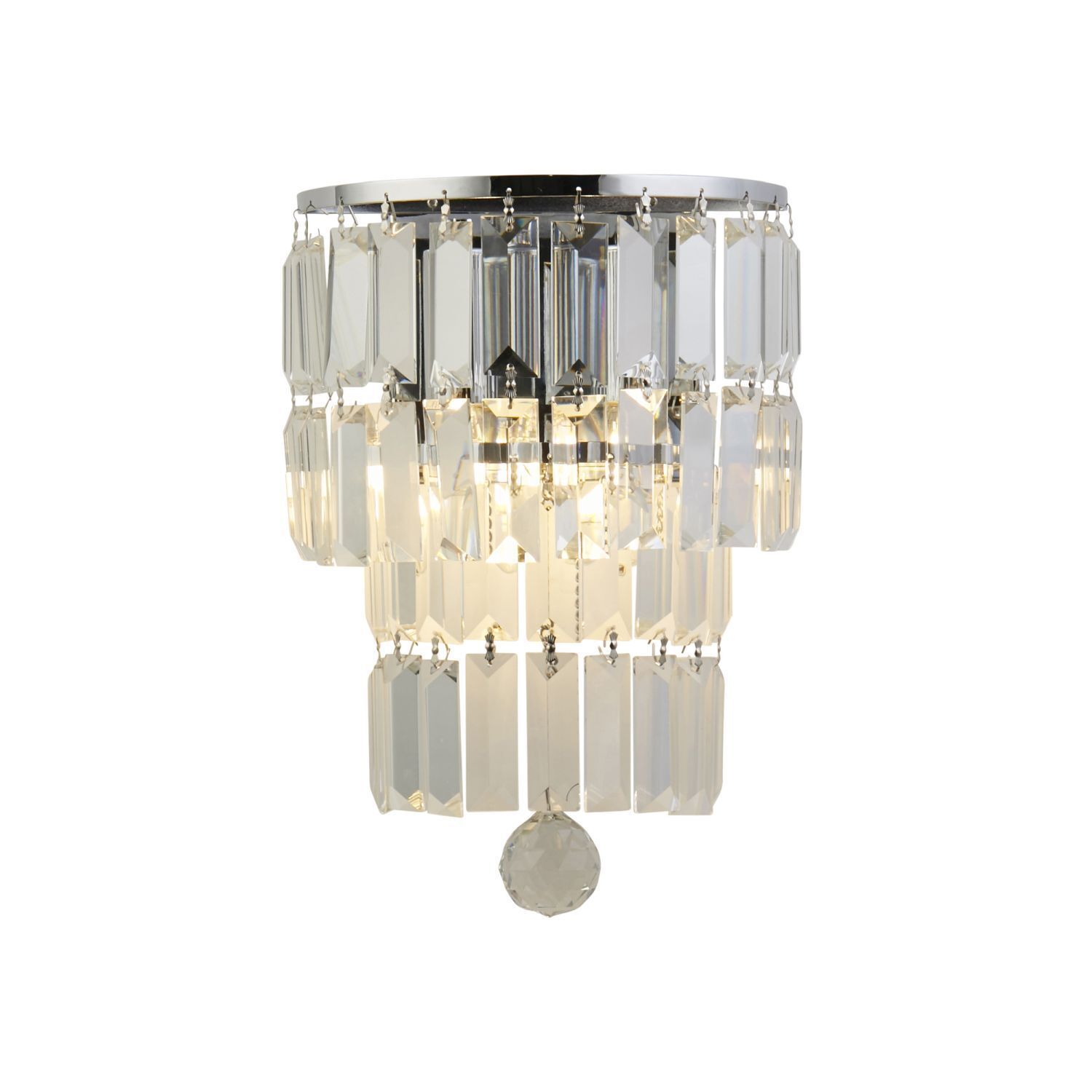 Wandlampe Glas Metall Modern H:30 cm E14 IP44 in Chrom Kronleuchter, Kristall, Hängelampe, Schmuckelemente, Dekoration