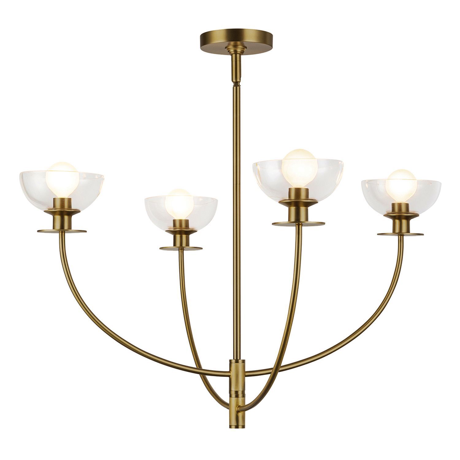 Kronleuchter mit Schirm B: 67,3 cm 4-flammig E14 Metall Glas