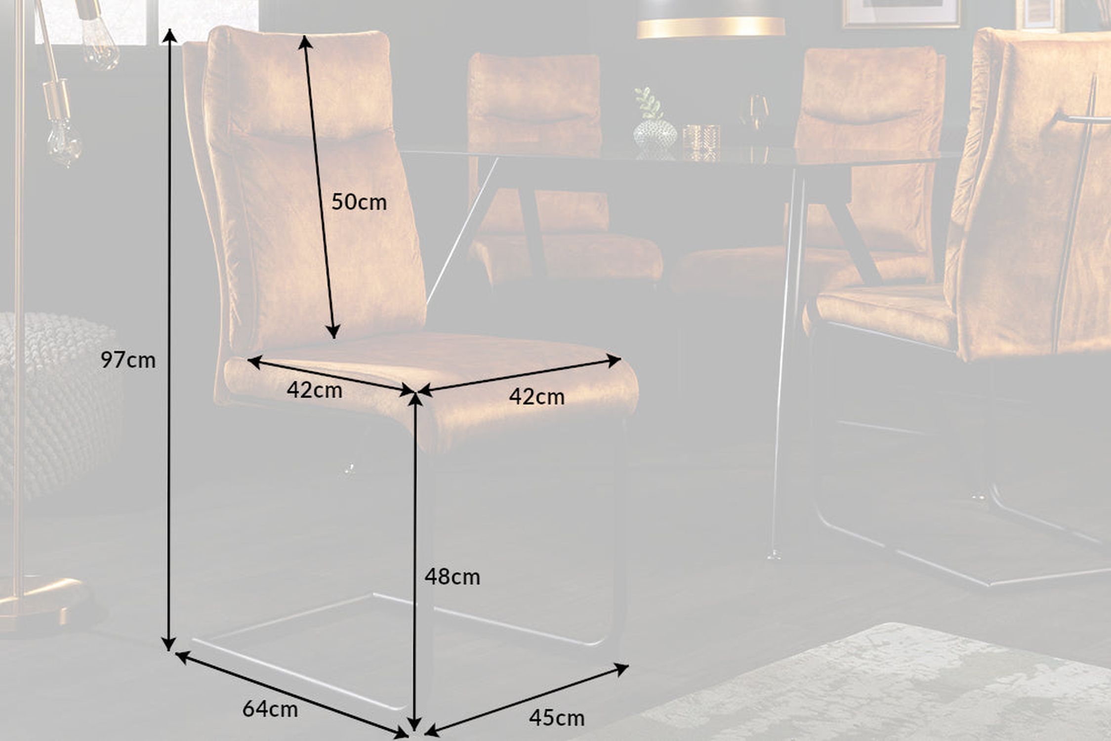 Schwingstuhl Samt Metall Gelb Schwarz ohne Armlehne Moebel, Diagramm, Handlung, Stuhl