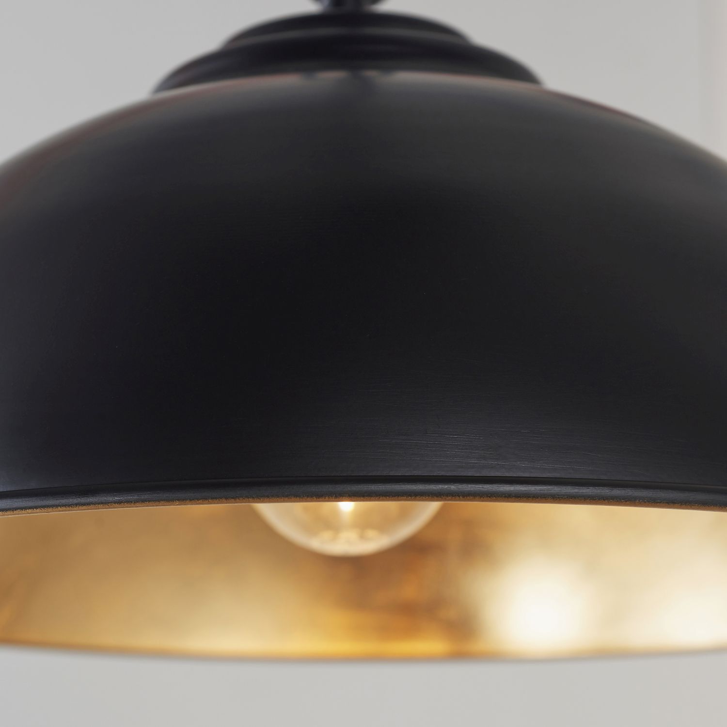 Hängelampe Metall D: 34,5 cm in Schwarz Gold Retro Design E27