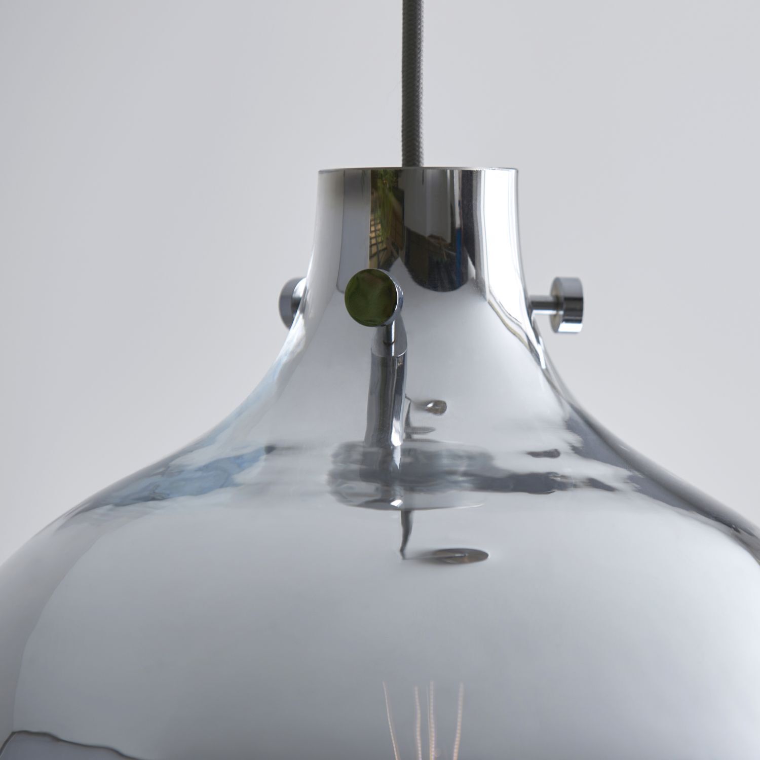Hängelampe Rauchglas Metall Ø 32 cm Chrom Spiegelgrau E27