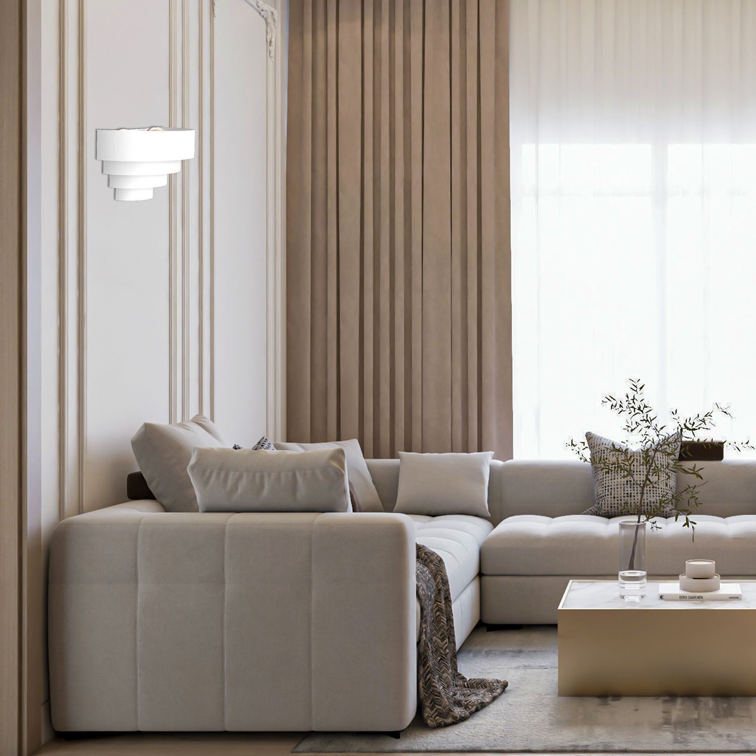 Wandlampe Metall in Weiß B:40 cm E27 2-flmg indirekt Innenarchitektur, Inneneinrichtung, Kissen, Mobiliar, Wohnzimmer