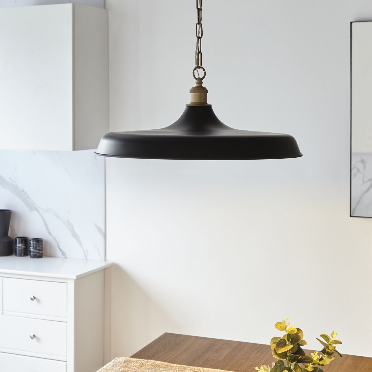 Hängeleuchte Schwarz Gold rund Ø 50 cm Metall E27 ADAM