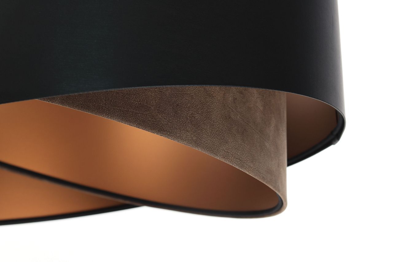 Hängelampe Schwarz Braun Gold E27 rund D: 50 cm Latex