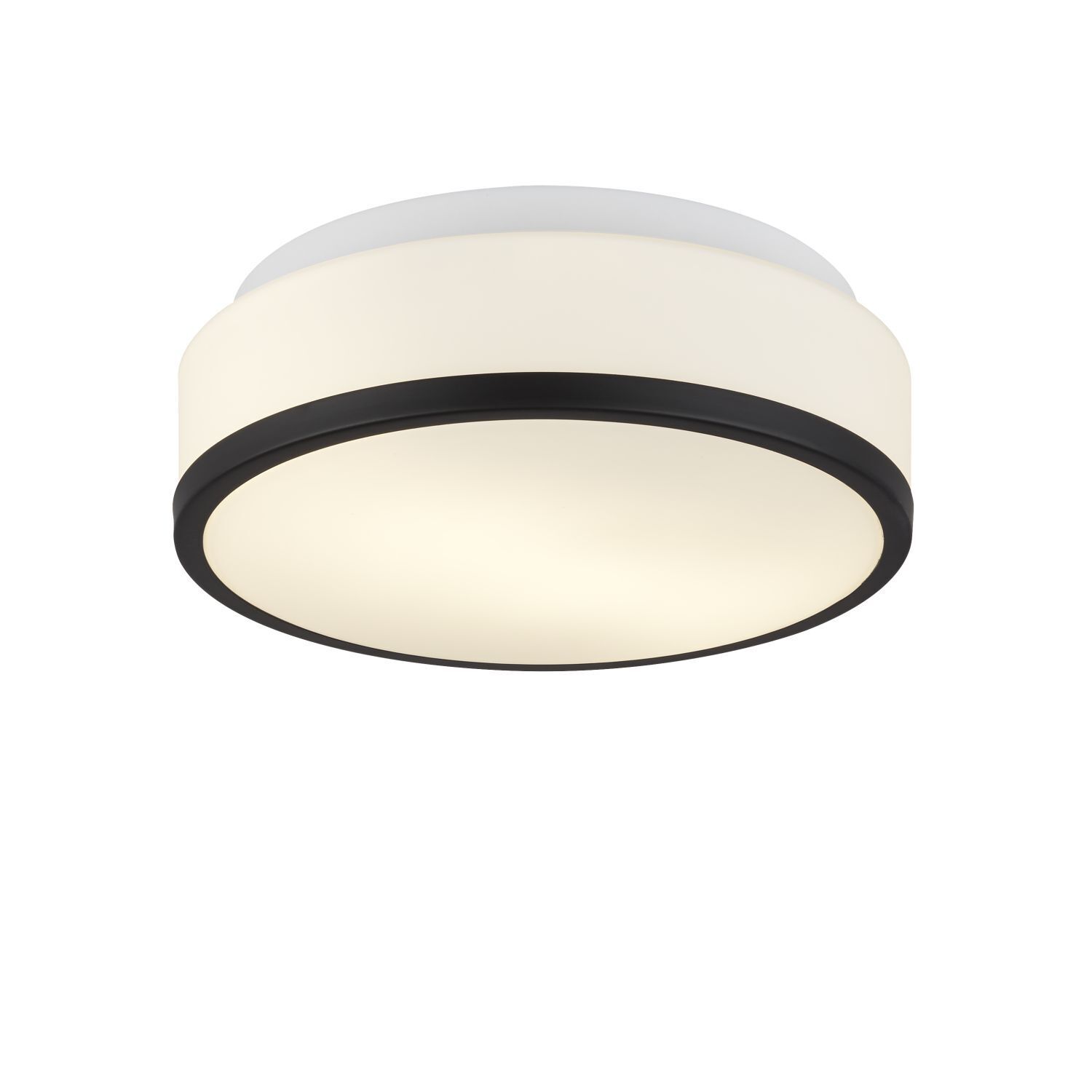 Runde Deckenlampe Bad Ø 29 cm Glas Weiß Schwarz blendarm
