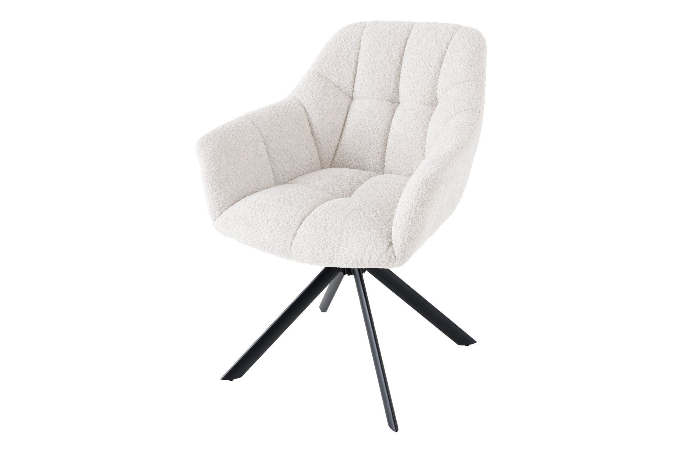 Drehstuhl Weiß Bouclé Metall Retro ohne Rollen SONIA