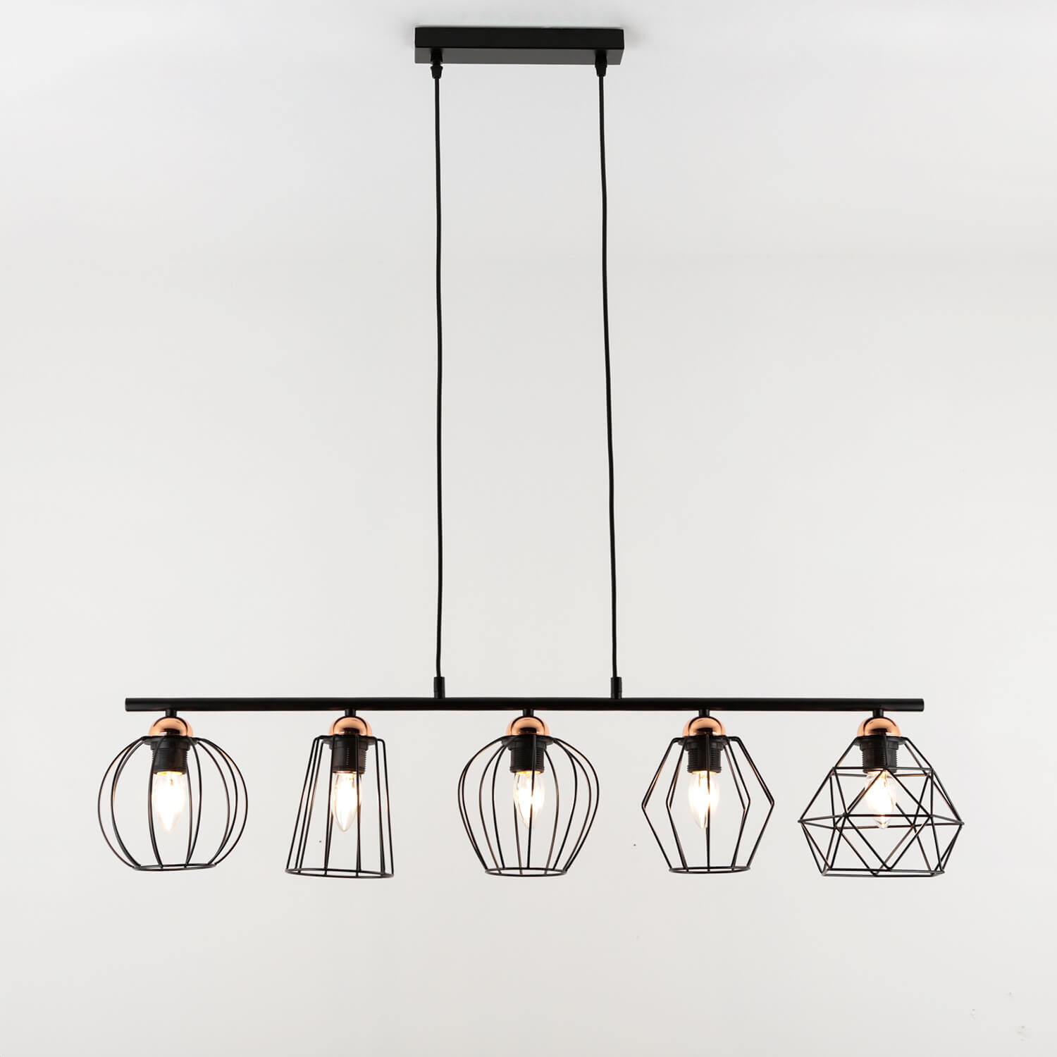 Pendelleuchte Esstisch Schwarz Drahtgestell Schirm Leuchter, Lampe, Leuchte