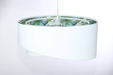 Pendelleuchte Weiß Grün Tropical Ø 50 cm E27 verstellbar
