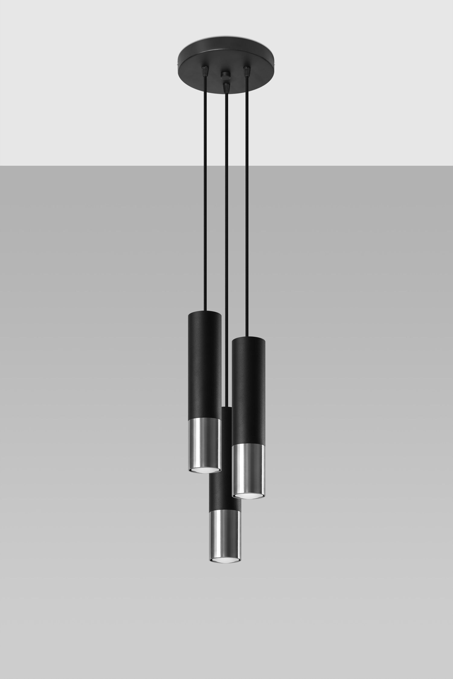 Hängelampe Schwarz Chrom 3-flammig verstellbar GU10