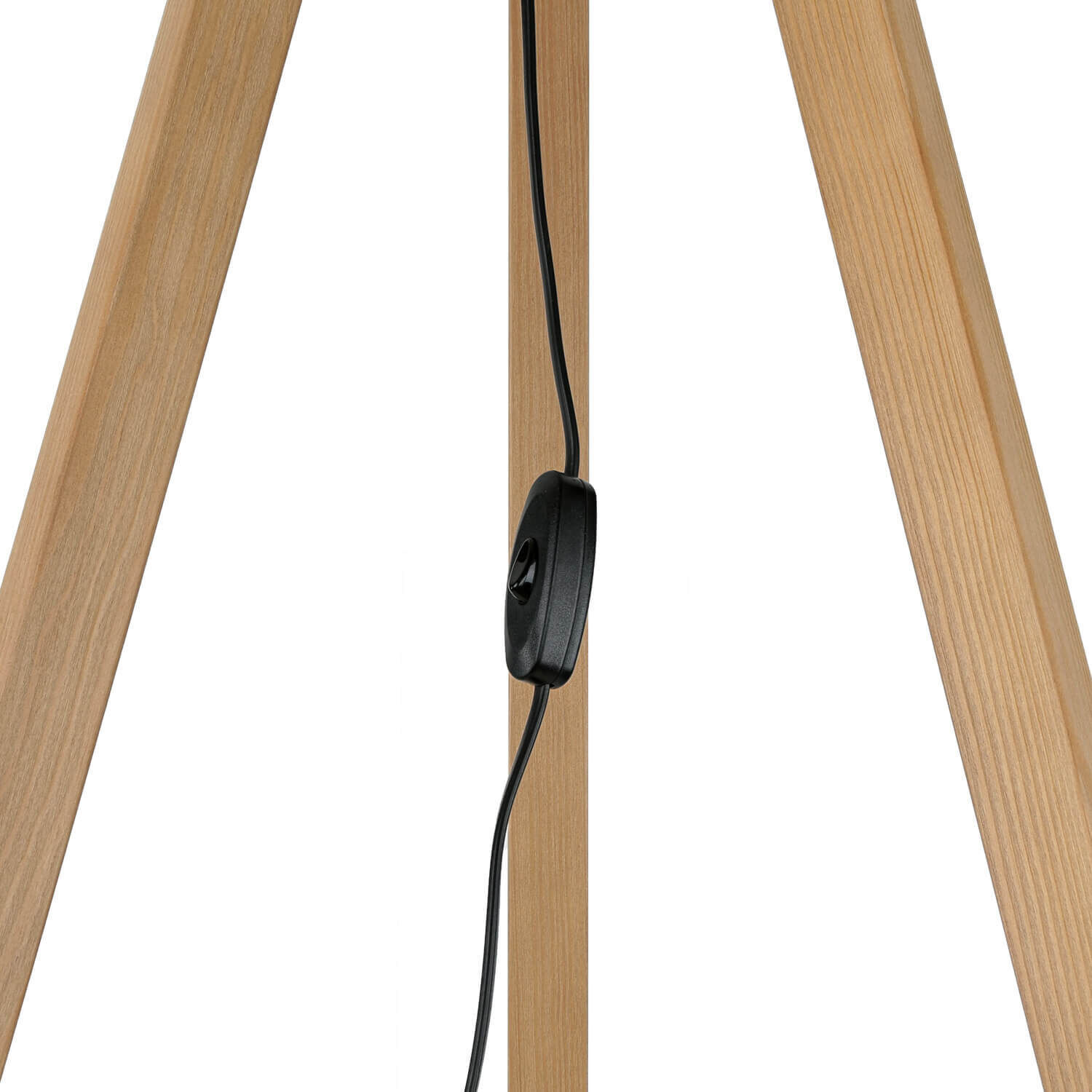 Stehleuchte klein 145 cm Dreibein E27 Stoff Holz Wohnzimmer Holz, Stativ