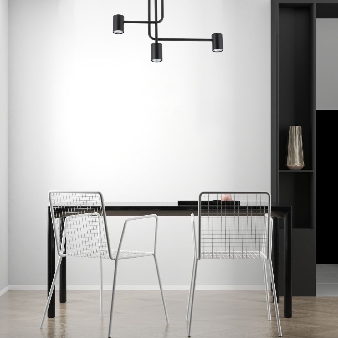 Deckenlampe Schwarz Metall GU10 Beleuchtung akzentuiert