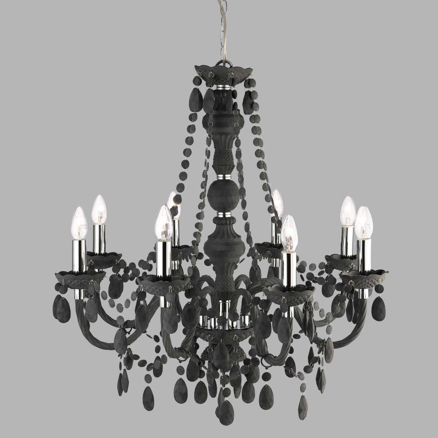 Kronleuchter Grau Ø 74 cm Glas Kristall 8x E14