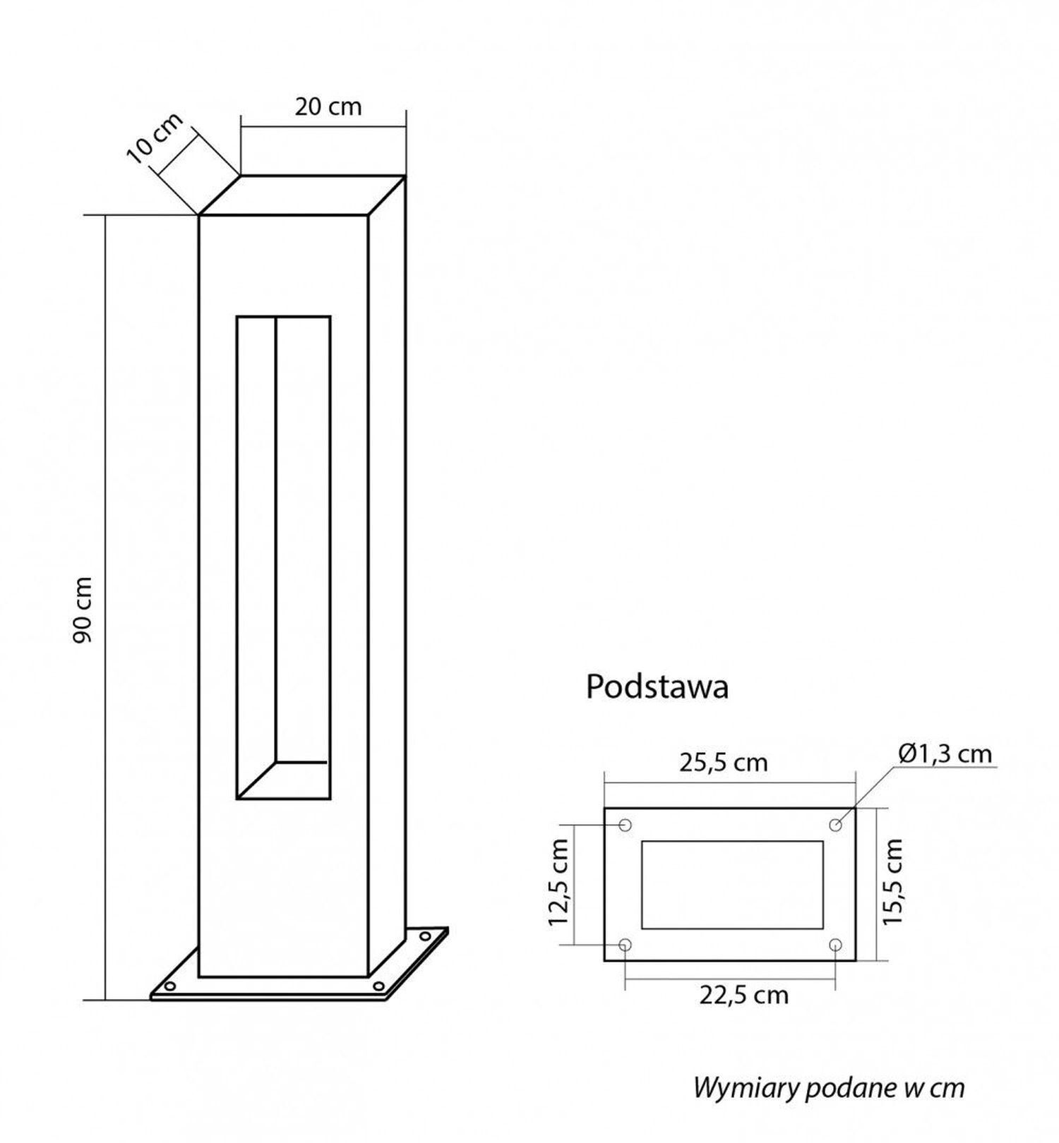 Stehleuchte IP65 Aluminium Glas Grau 90 cm GU10 Außen