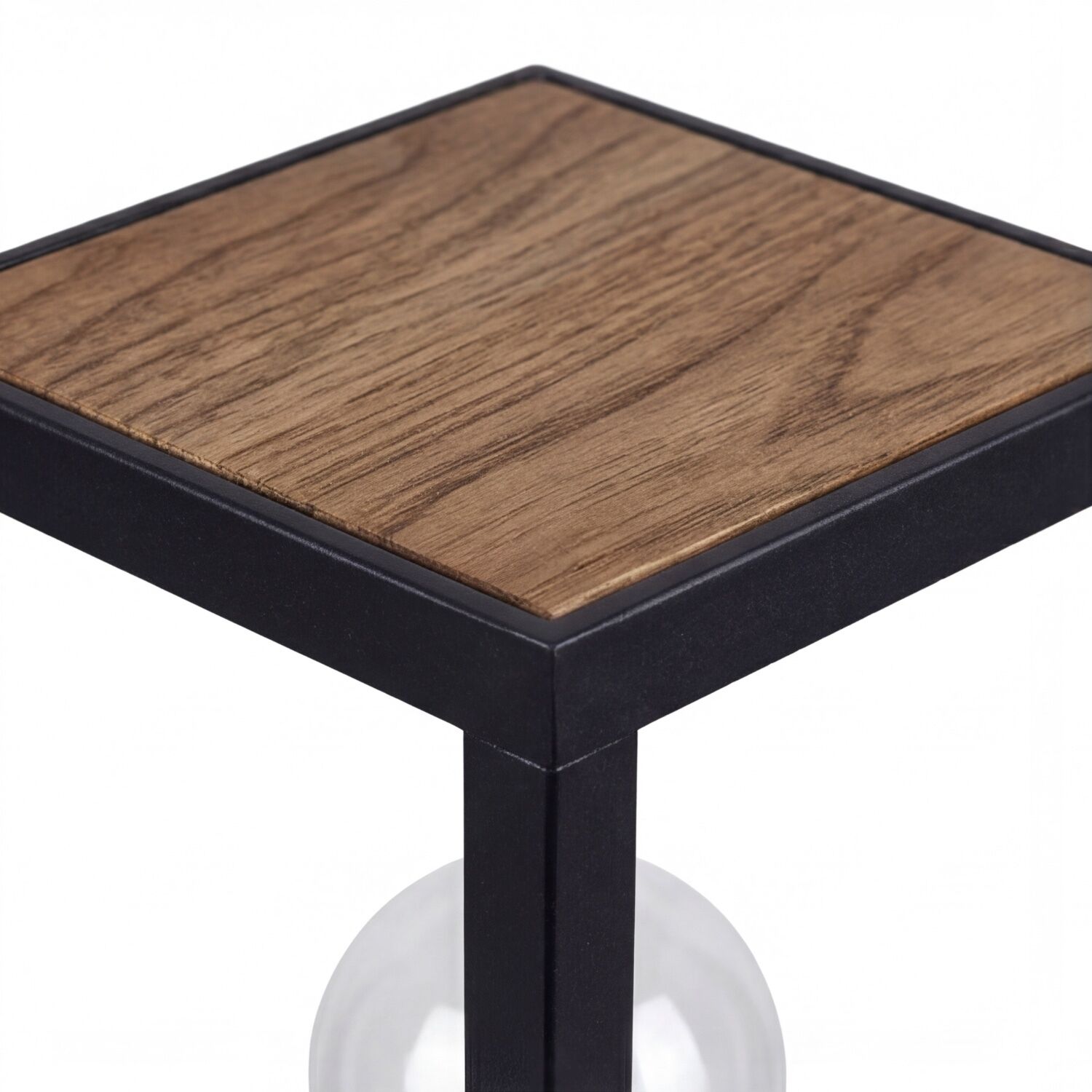 Wegeleuchte Vintage Schwarz Holz 100 cm klein IP44 E27 Holzplatte, Schreibtischbeine, Tischplatte, Birke, Metallrahmen