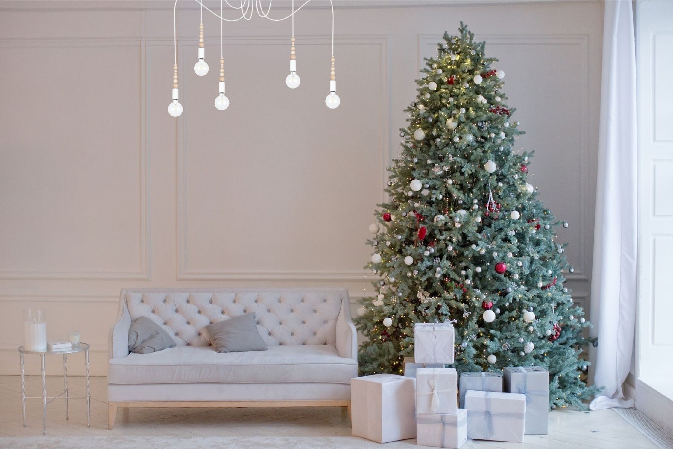 Weihnachtsbaum, Tannenbaum, Geschenke, Wohnzimmer, Dekoration