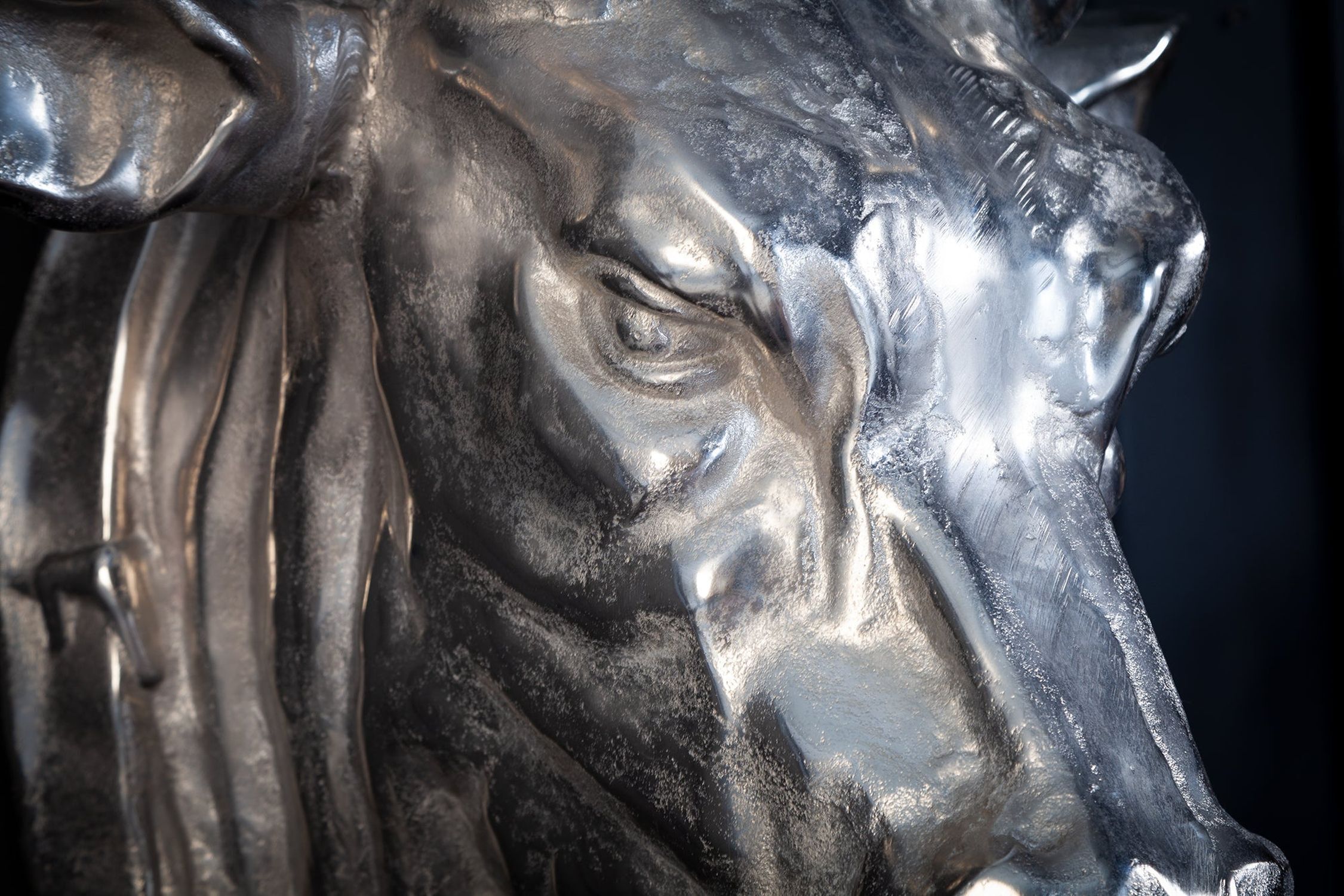 Wanddeko Stierkopf Metall in Silber B: 65 cm Jagdtrophäe Kunst, Person