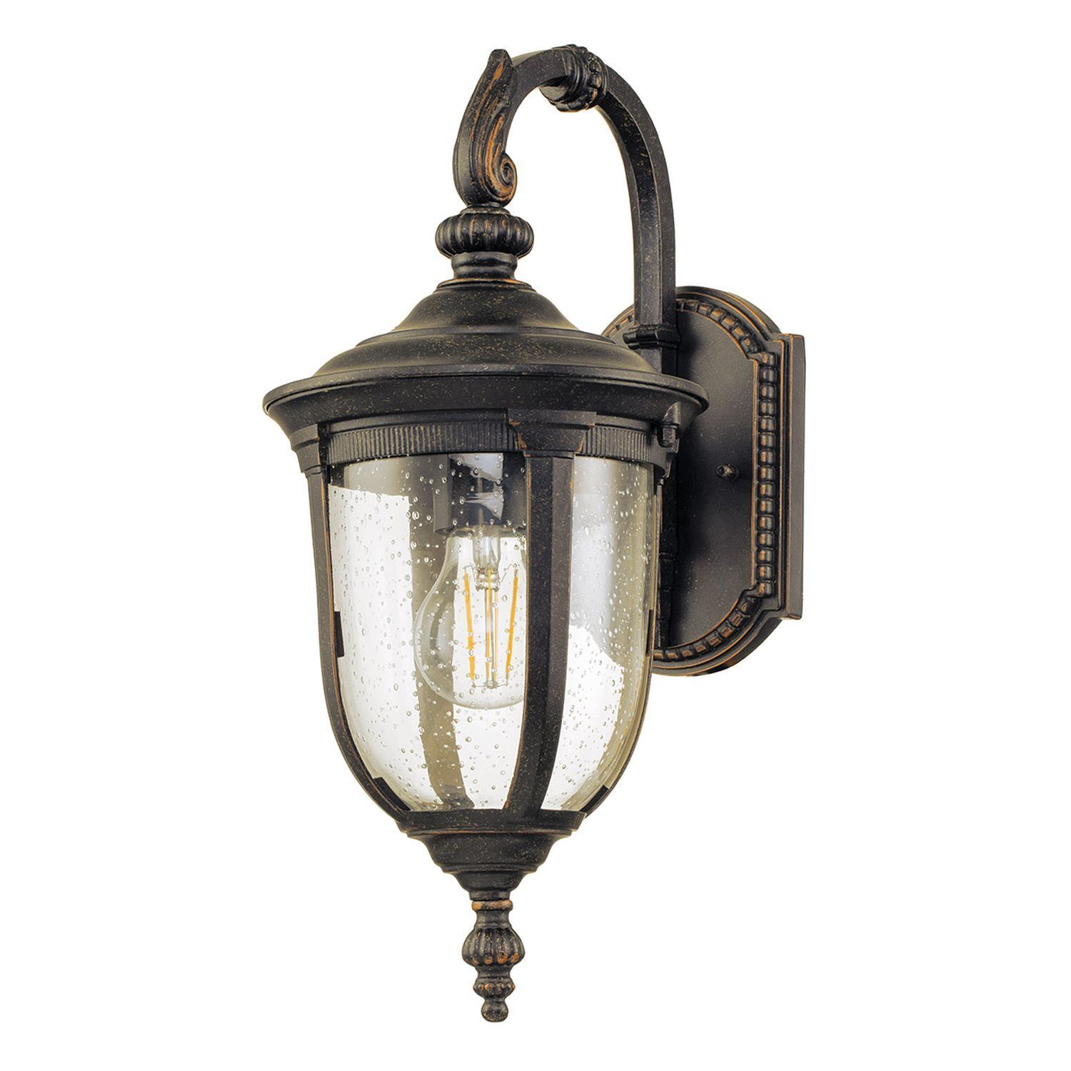 Außenwandleuchte in Bronze Glas Alu IP44 41,5 cm hoch Vintage