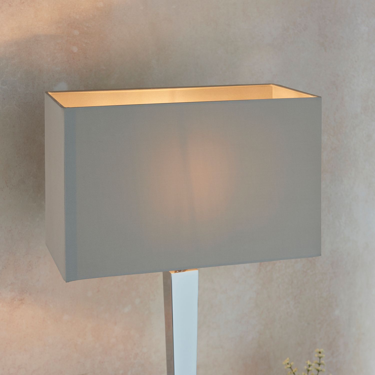 Tischlampe Stoff Metall 66 cm hoch Chrom Grau E27 Modern