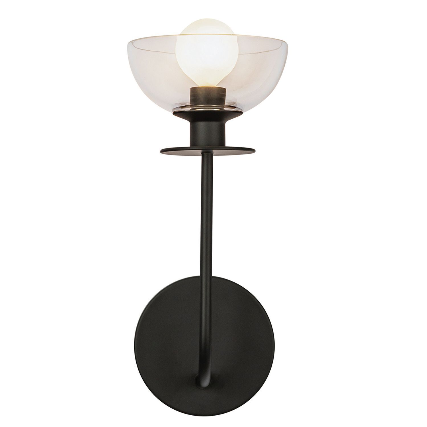 Wandlampe Metall Glas 29,2 cm hoch Schwarz E14 Modern