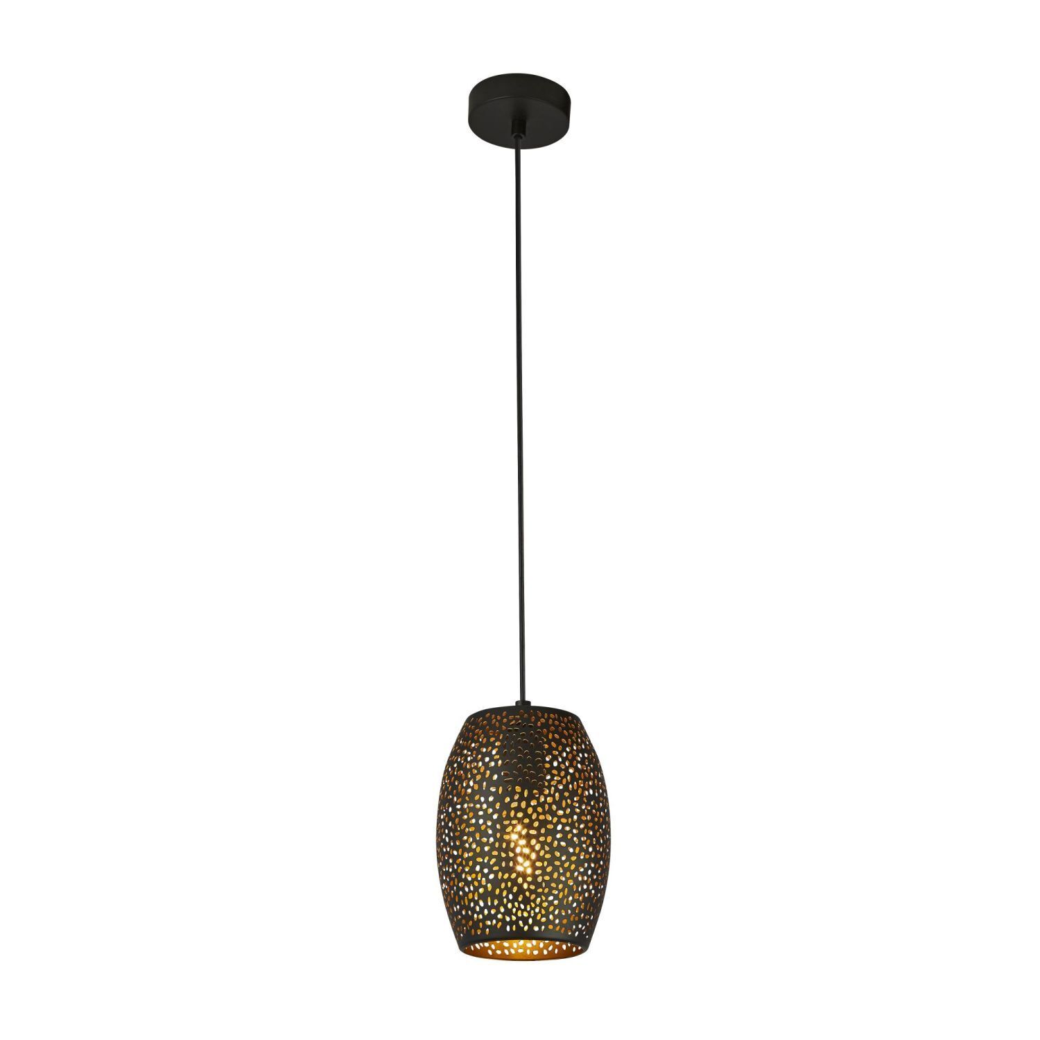 Hängelampe Schwarz Gold E27 Ø 15 cm schmal Metall