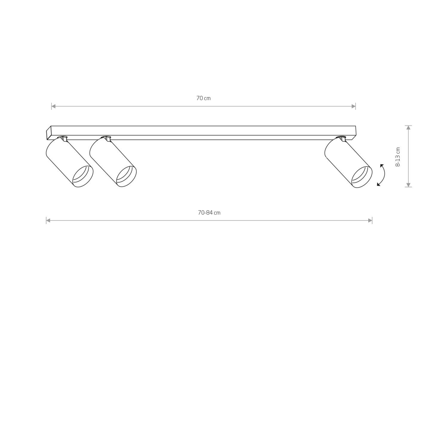 Deckenspot länglich 70 cm 3-flammig GU10 in Weiß Gold