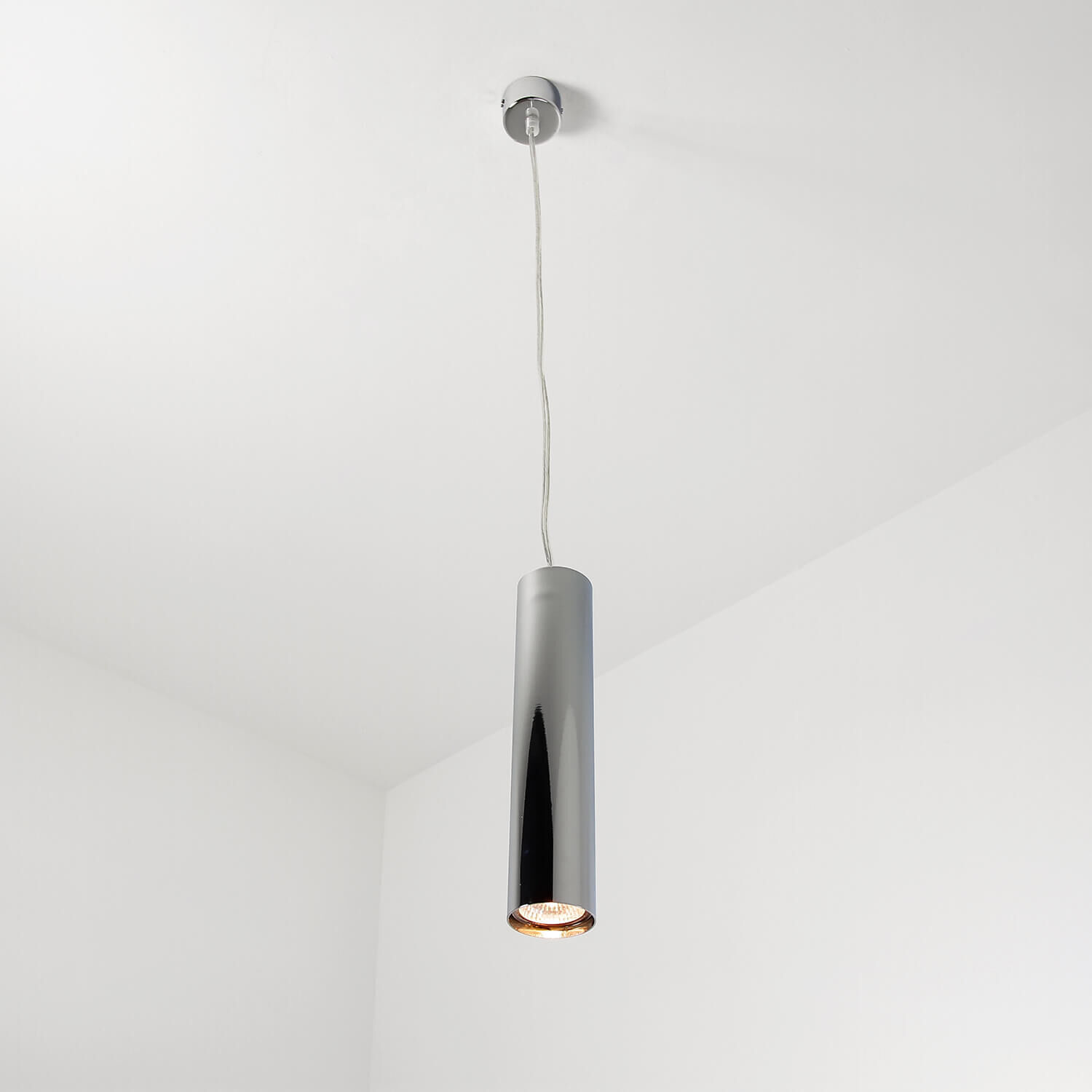 Metall Hängelampe Esstisch in Chrom Ø5,5cm GU10 Lampe, Deckenleuchte