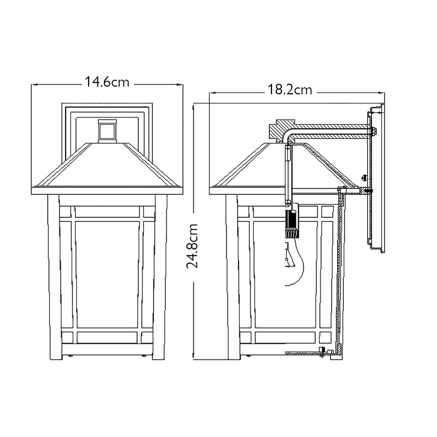 Außenleuchte Wand E27 IP44 H: 24,8 cm Aluminium Glas