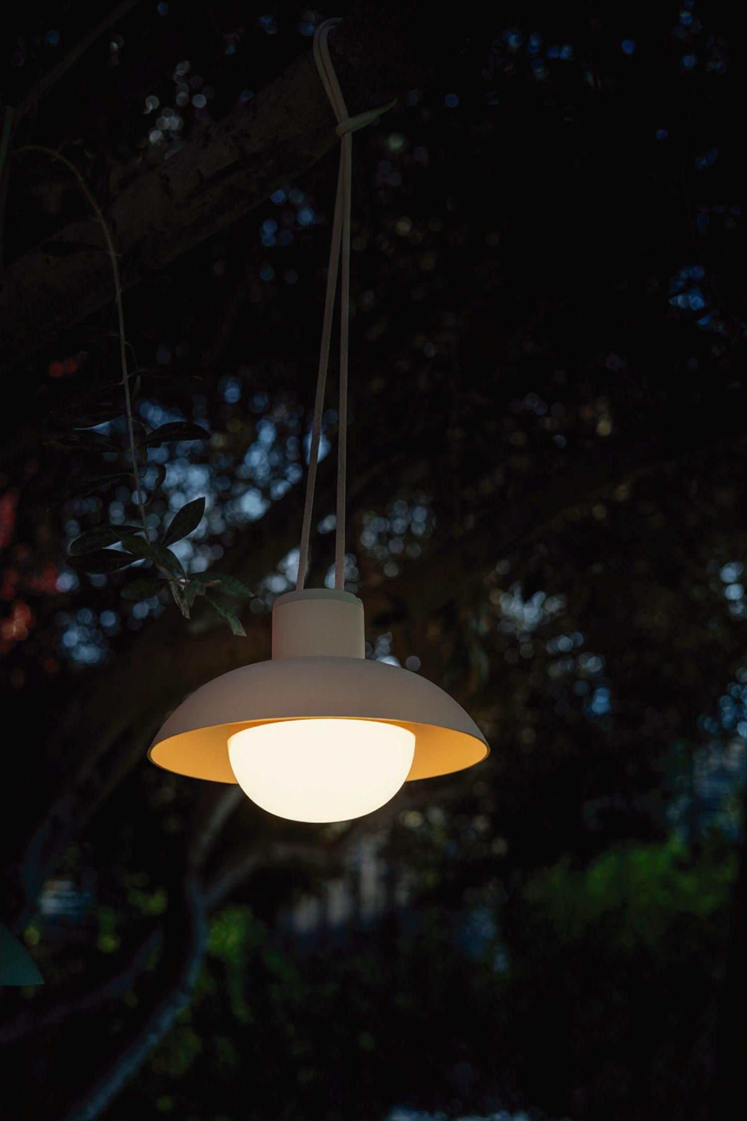 LED Akku Pendelleuchte dimmbar Beige IP54 3000 K Ø20 cm Lampe, Hängelampe, Außenbeleuchtung, LED, Schirm