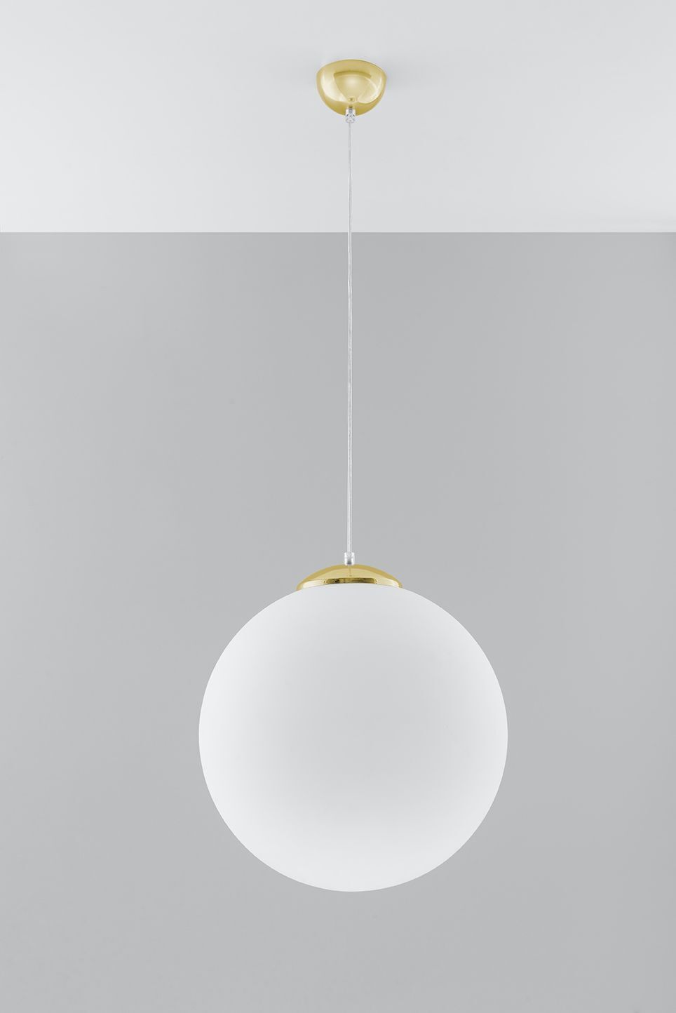 Hängelampe Glas Kugelschirm Ø 40 cm Weiß Gold E27