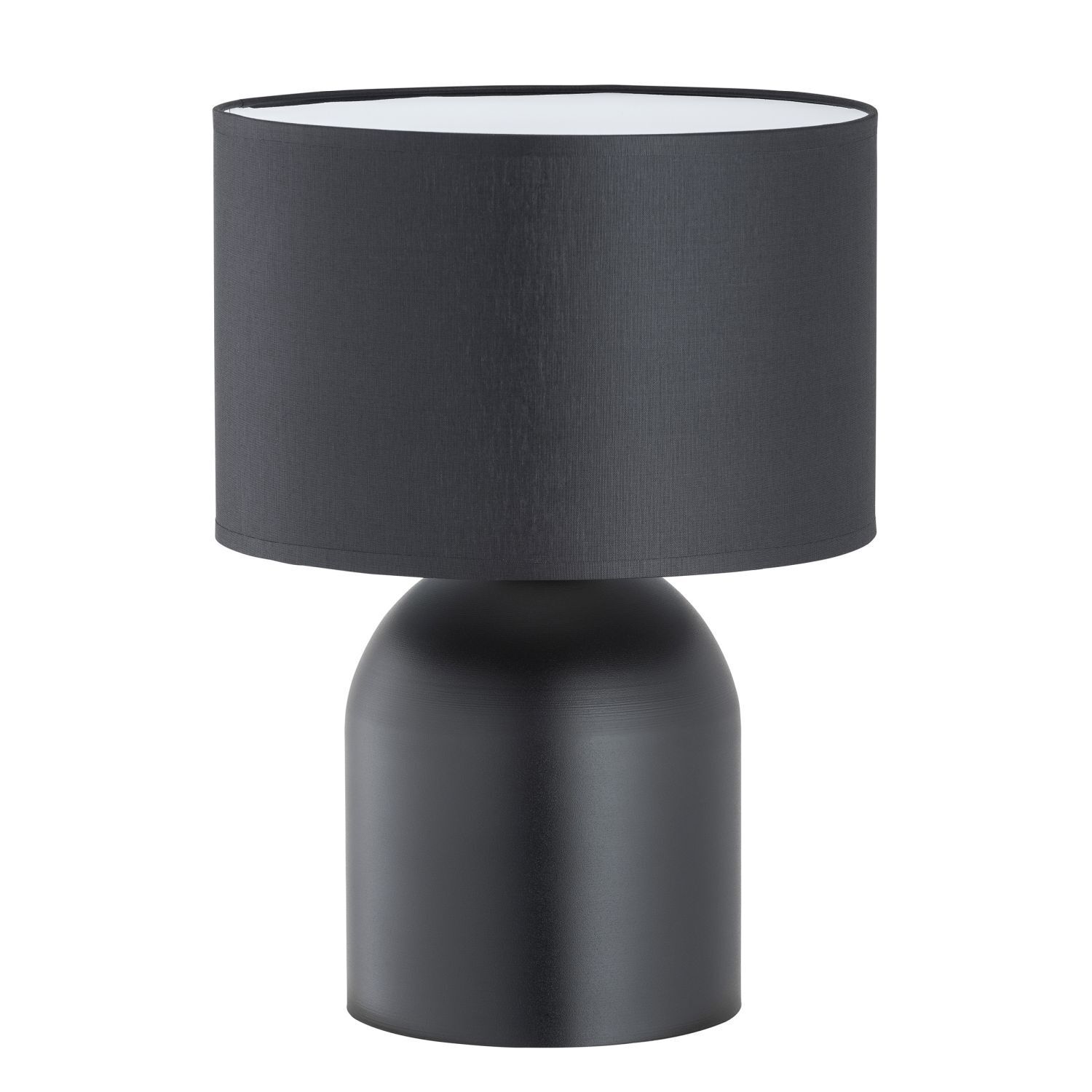 Tischleuchte Metall Stoff 35 cm Schwarz Weiß E27 CLARA Lampe, Tischlampe, Lampenschirm