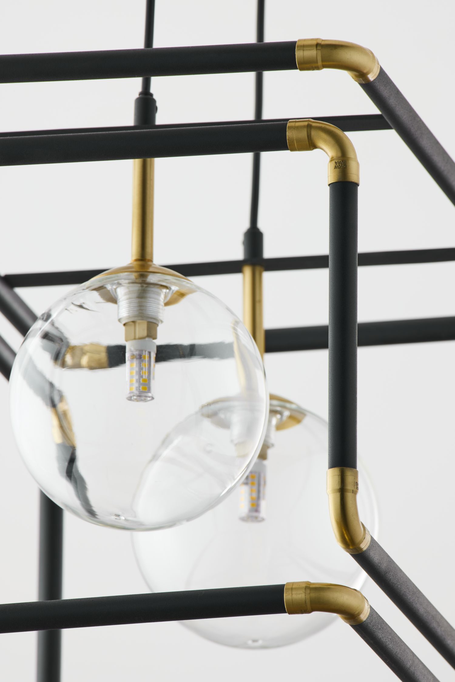 Hängelampe Metall Glas in Schwarz G9 L:54 cm 2-flammig Licht