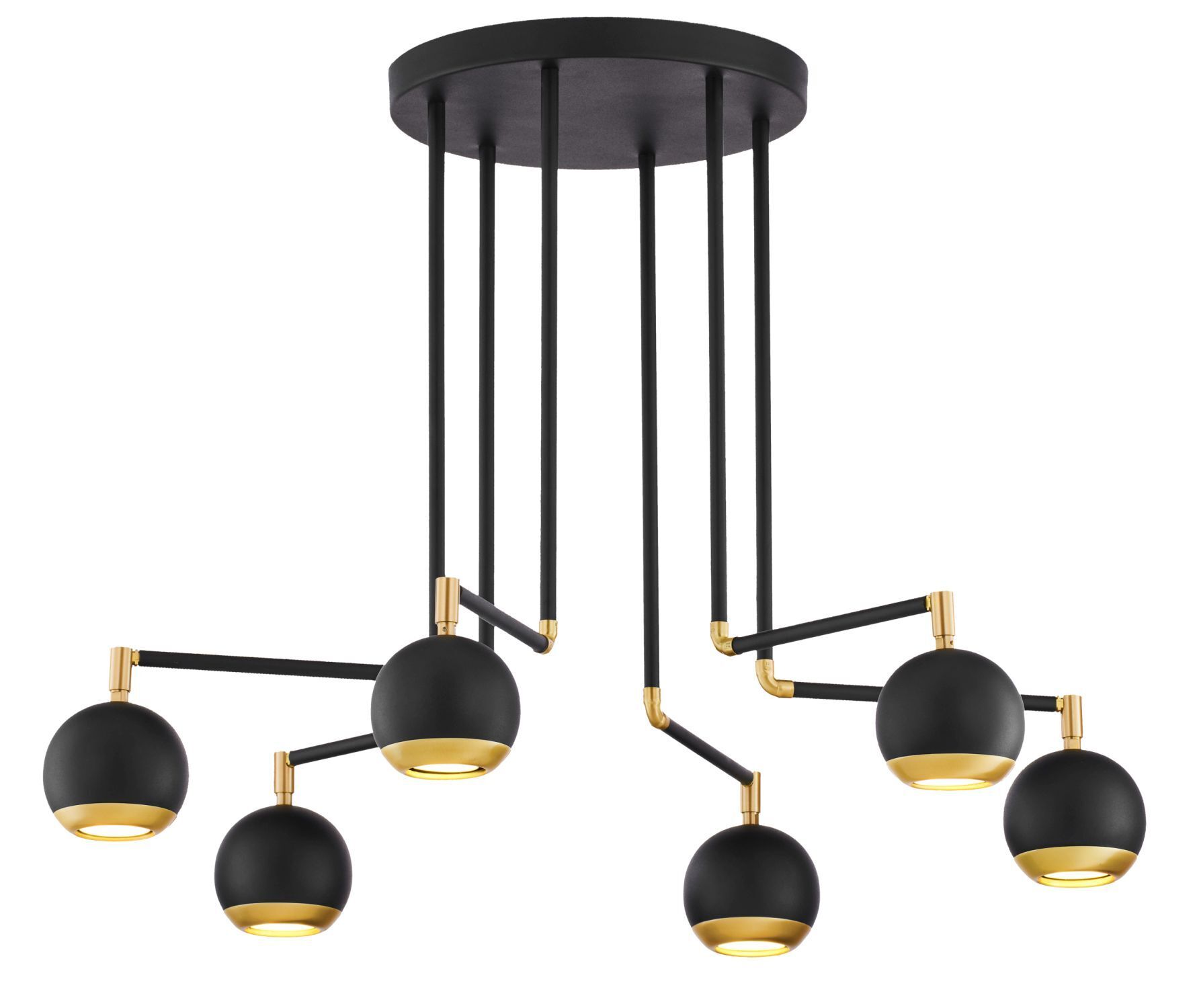 Deckenleuchte in Schwarz Gold 6-flammig Metall GU10